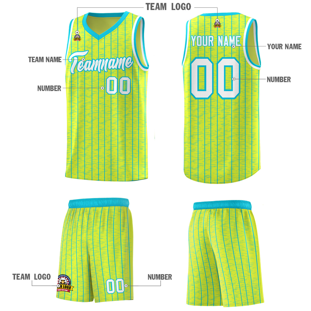 Custom Fluorescent Green Custom Gray Pinstripe Retro Sets Uniform Basketball Jersey