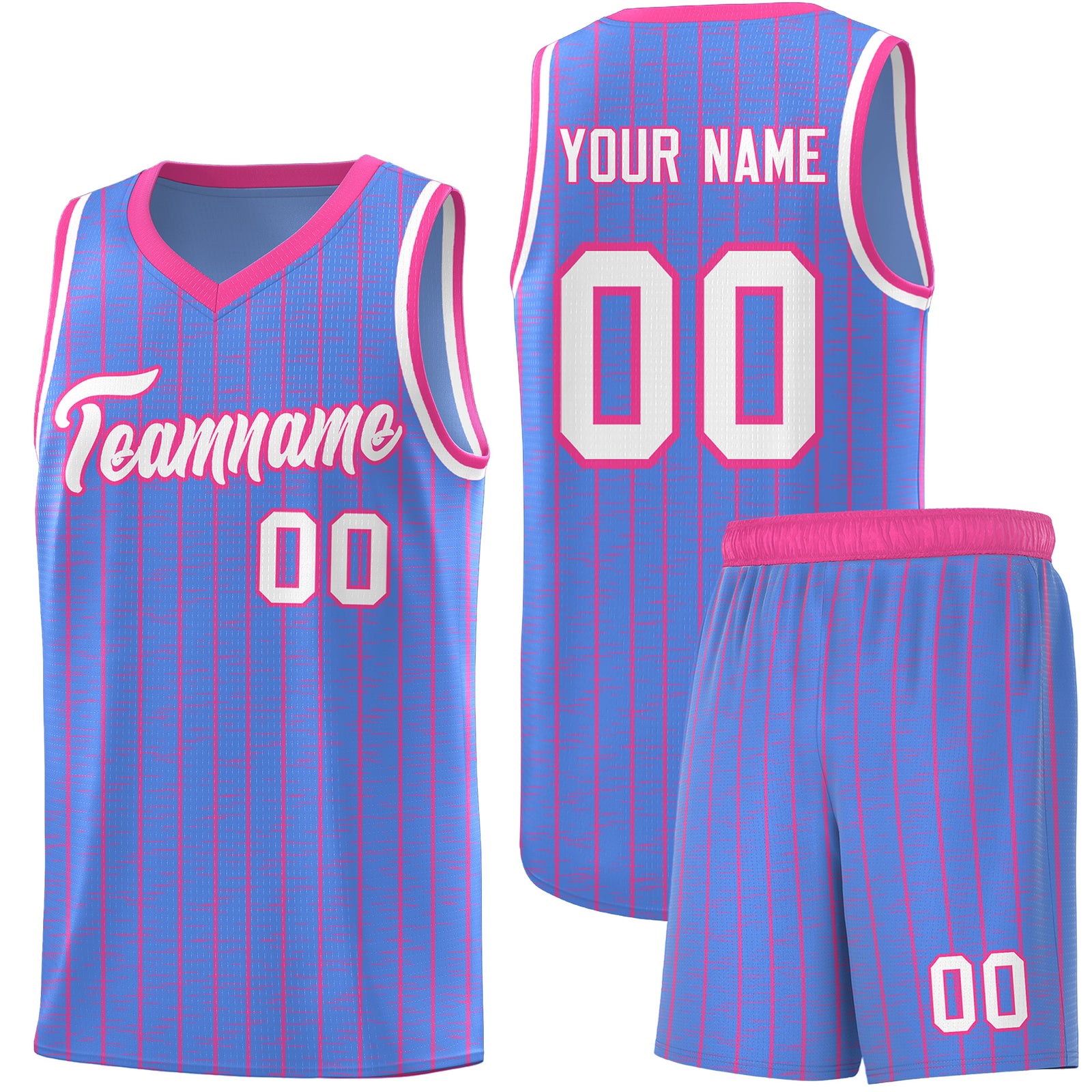 Custom Light Blue Custom Gray Pinstripe Retro Sets Uniform Basketball Jersey
