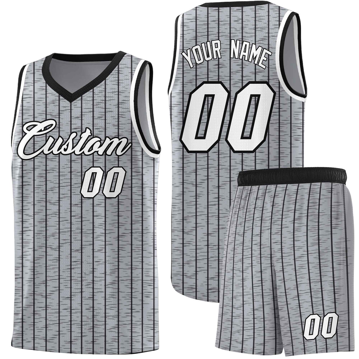 Custom Gray Custom Gray Pinstripe Retro Sets Uniform Basketball Jersey