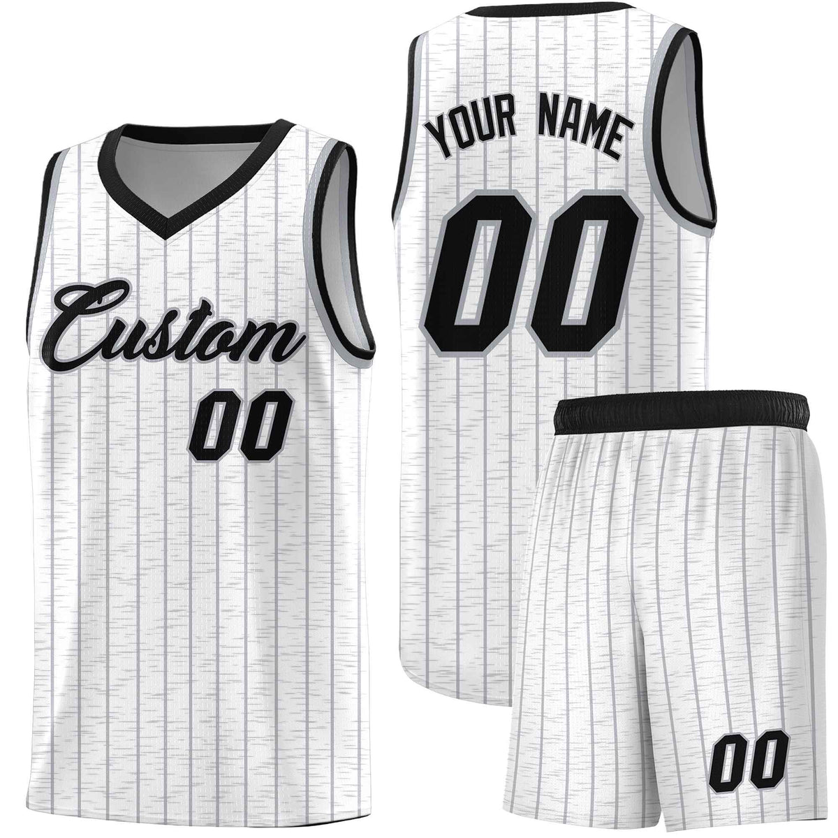 Custom White Custom Gray Pinstripe Retro Sets Uniform Basketball Jersey