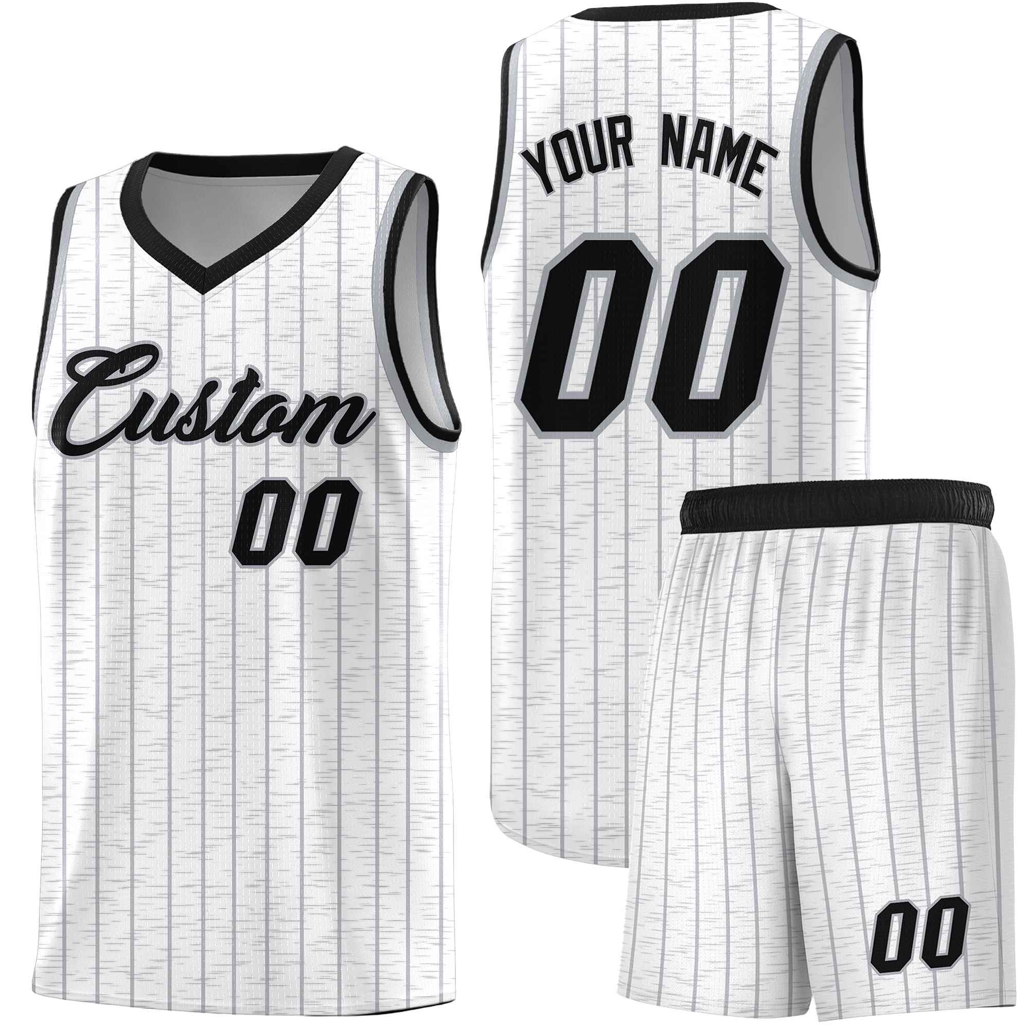 Custom White Custom Gray Pinstripe Retro Sets Uniform Basketball Jersey