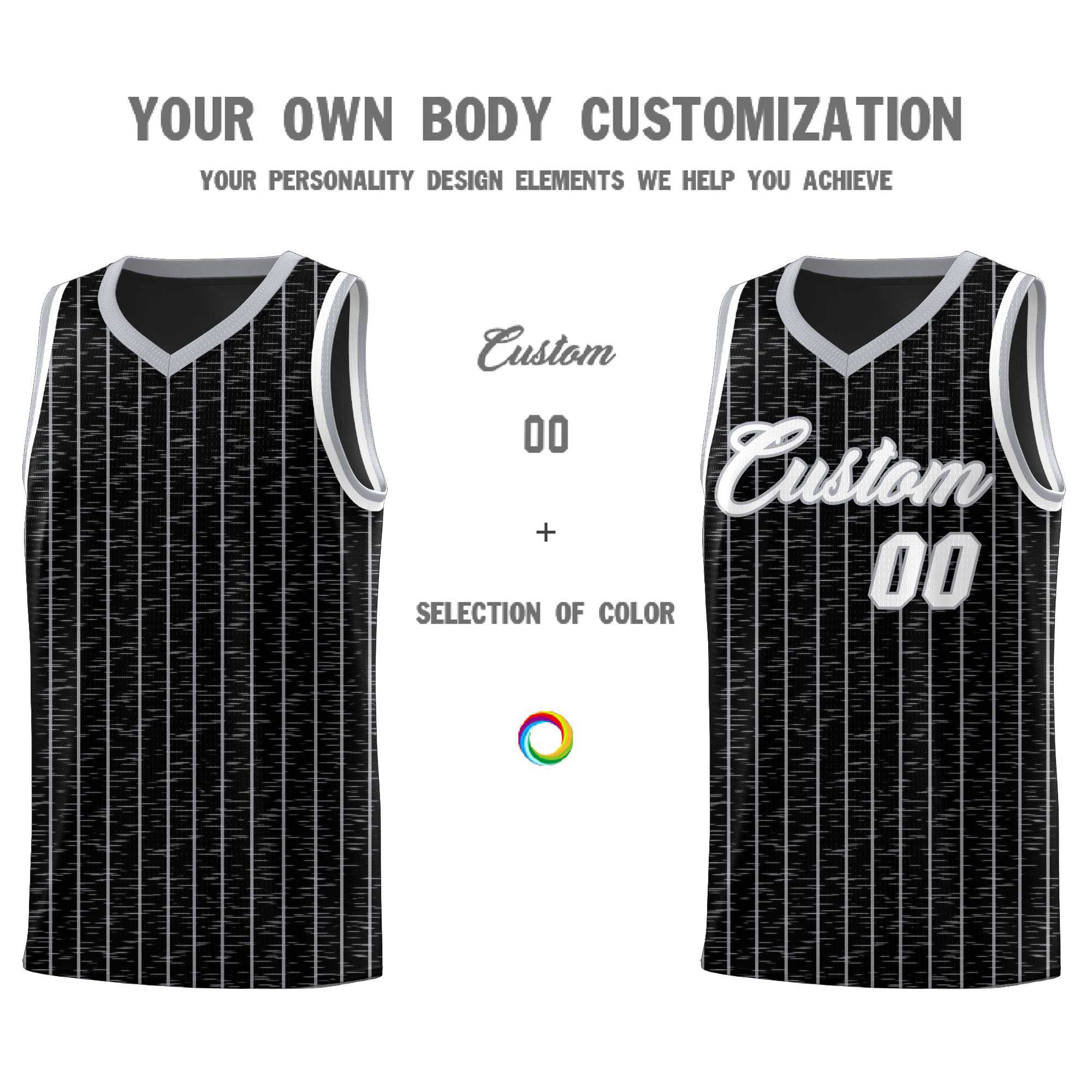Custom Black Custom Gray Pinstripe Retro Sets Uniform Basketball Jersey