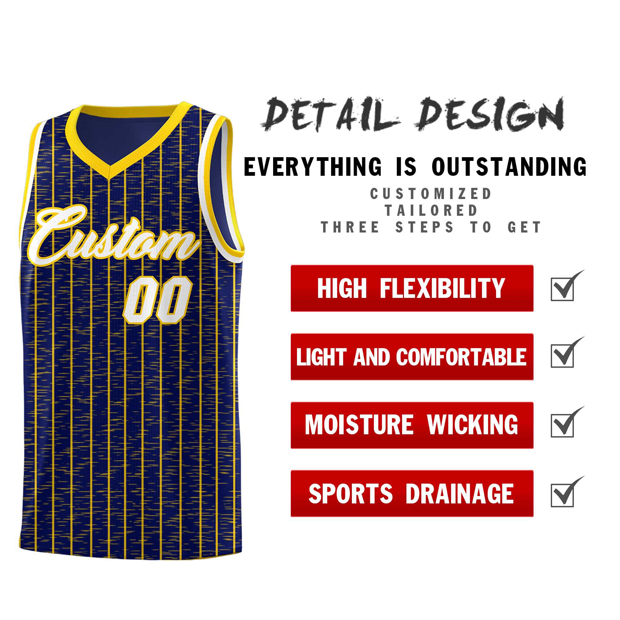 Custom Navy Custom Gray Pinstripe Retro Sets Uniform Basketball Jersey