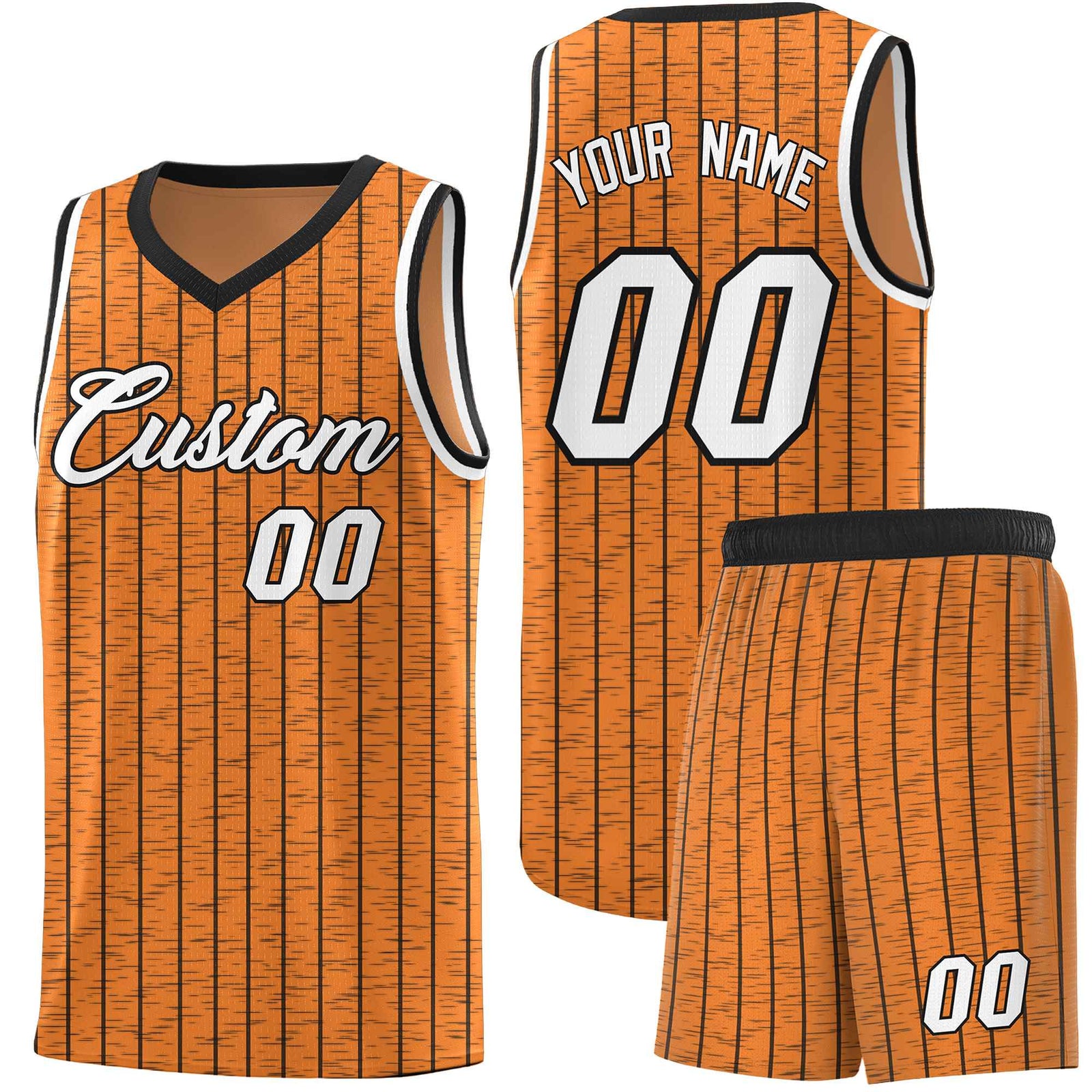 Custom Gold Orange Custom Gray Pinstripe Retro Sets Uniform Basketball Jersey