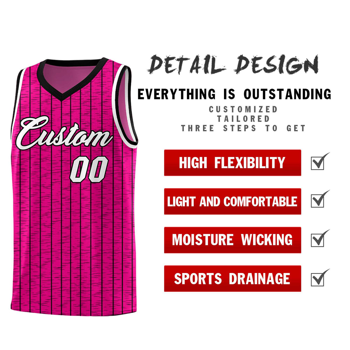 Custom Pink Custom Gray Pinstripe Retro Sets Uniform Basketball Jersey