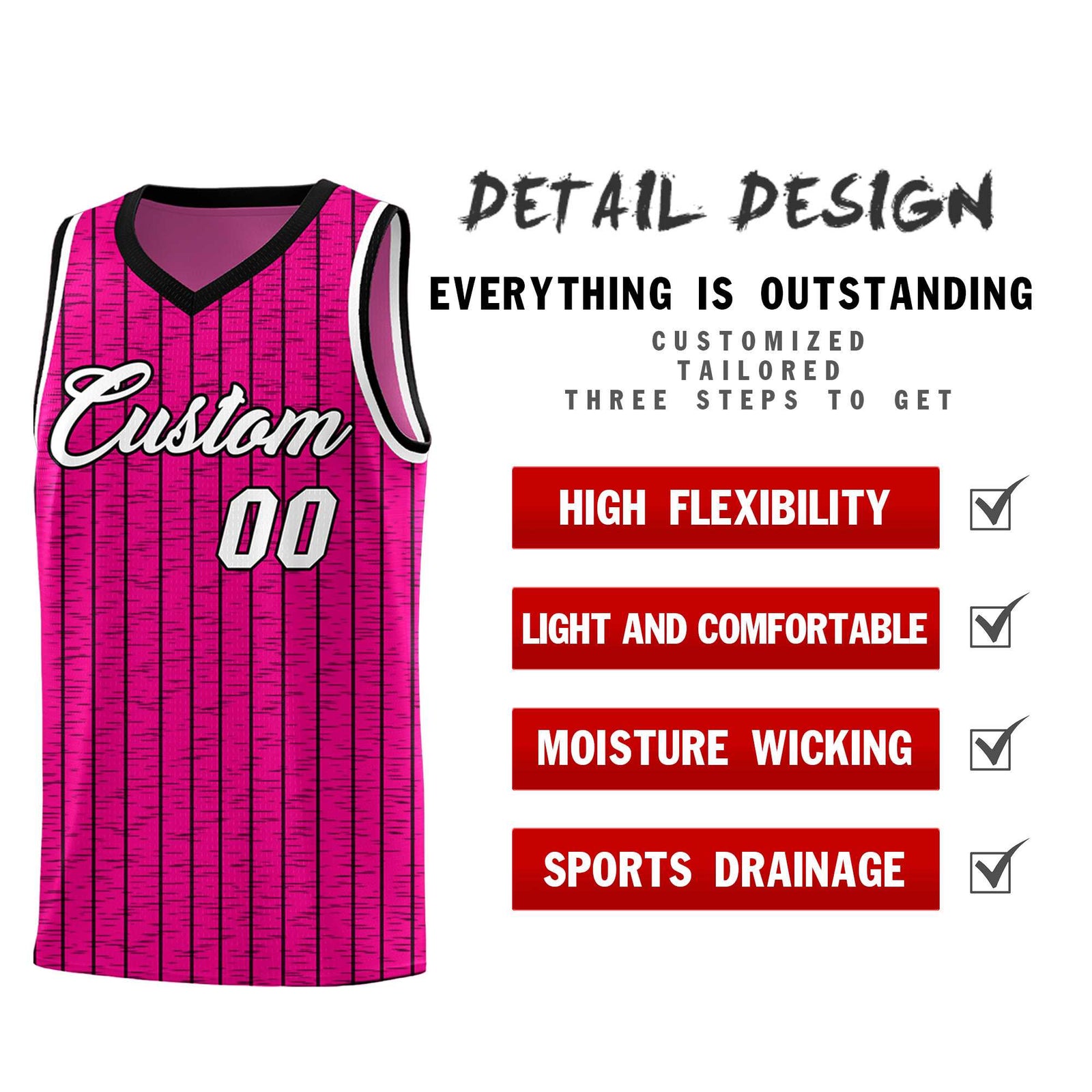Custom Pink Custom Gray Pinstripe Retro Sets Uniform Basketball Jersey