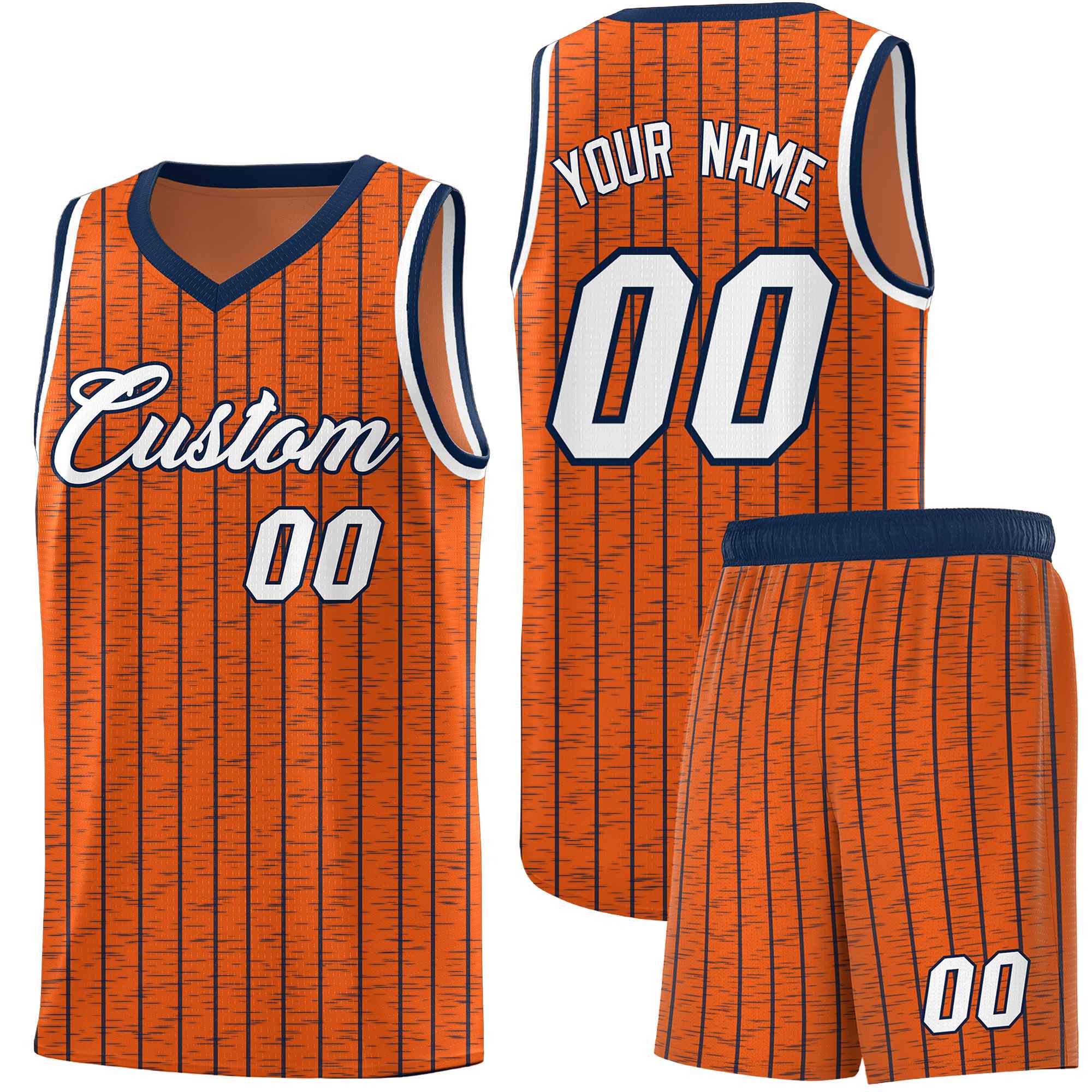Custom Orange Custom Gray Pinstripe Retro Sets Uniform Basketball Jersey