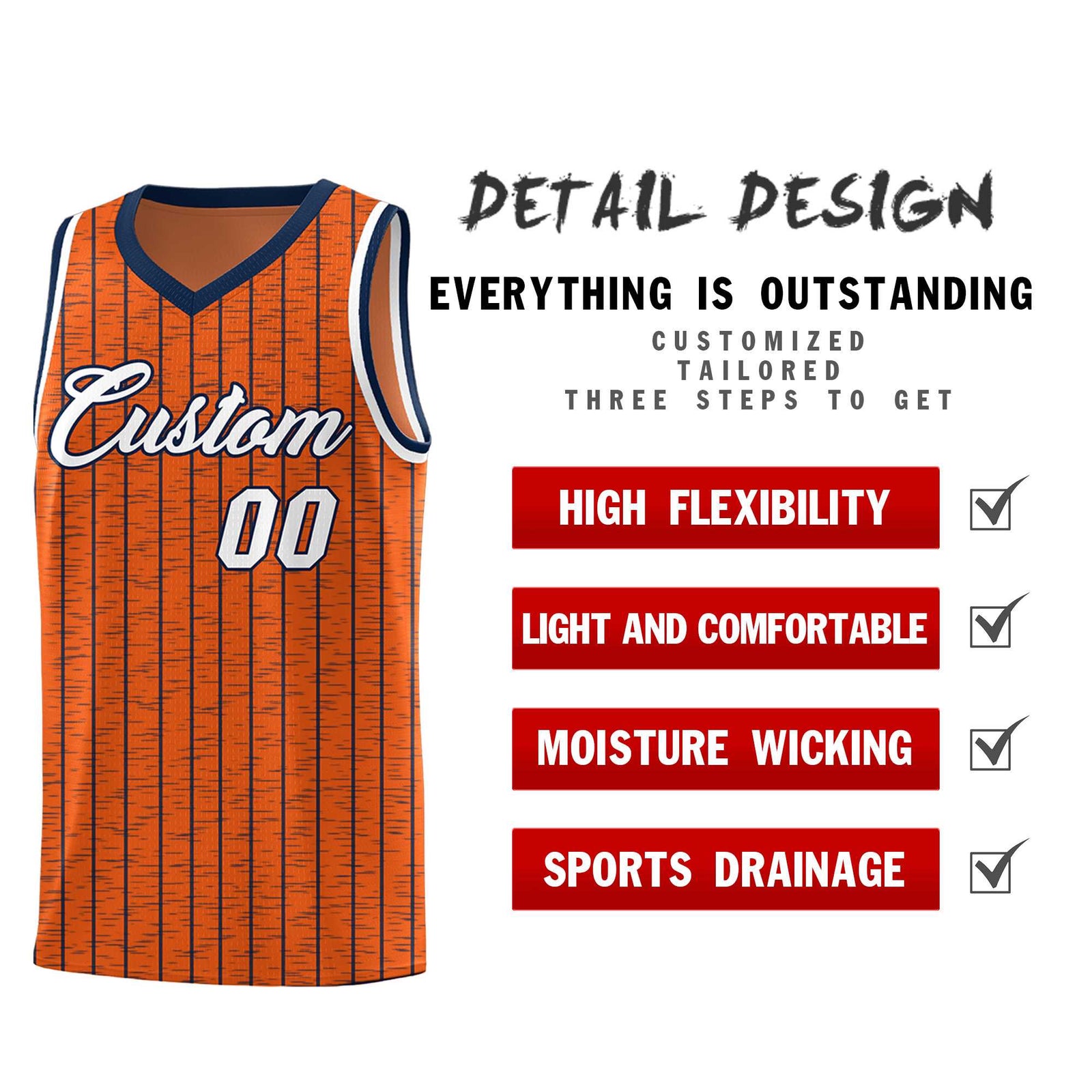 Custom Orange Custom Gray Pinstripe Retro Sets Uniform Basketball Jersey