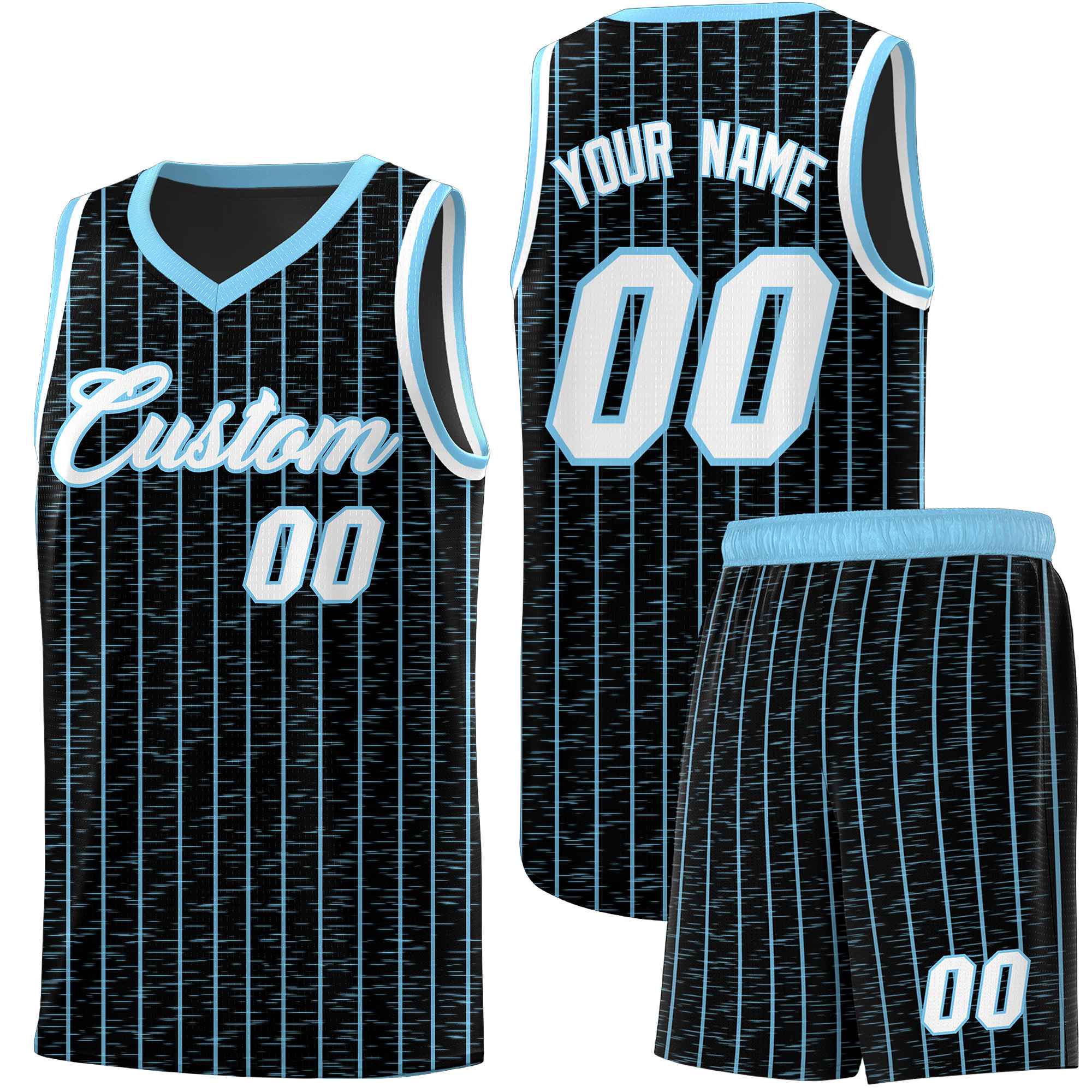 Custom Black Custom Gray Pinstripe Retro Sets Uniform Basketball Jersey
