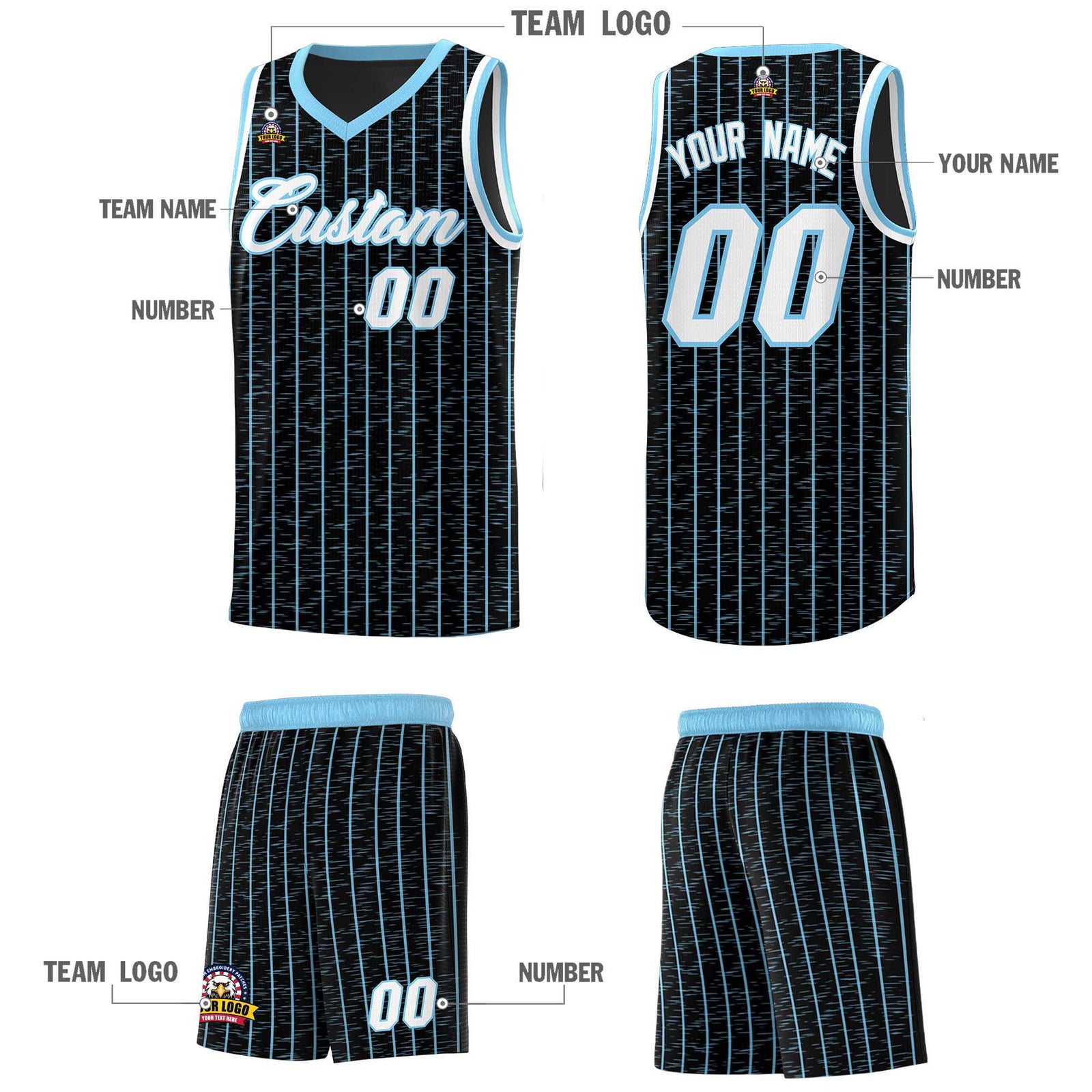 Custom Black Custom Gray Pinstripe Retro Sets Uniform Basketball Jersey