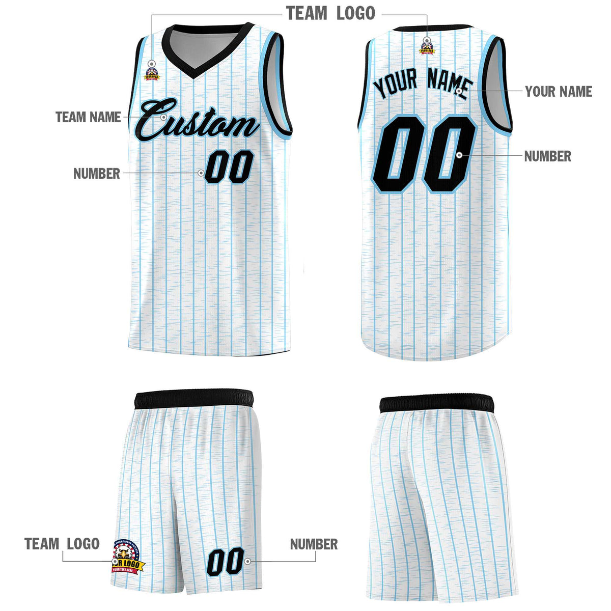 Custom White Custom Gray Pinstripe Retro Sets Uniform Basketball Jersey