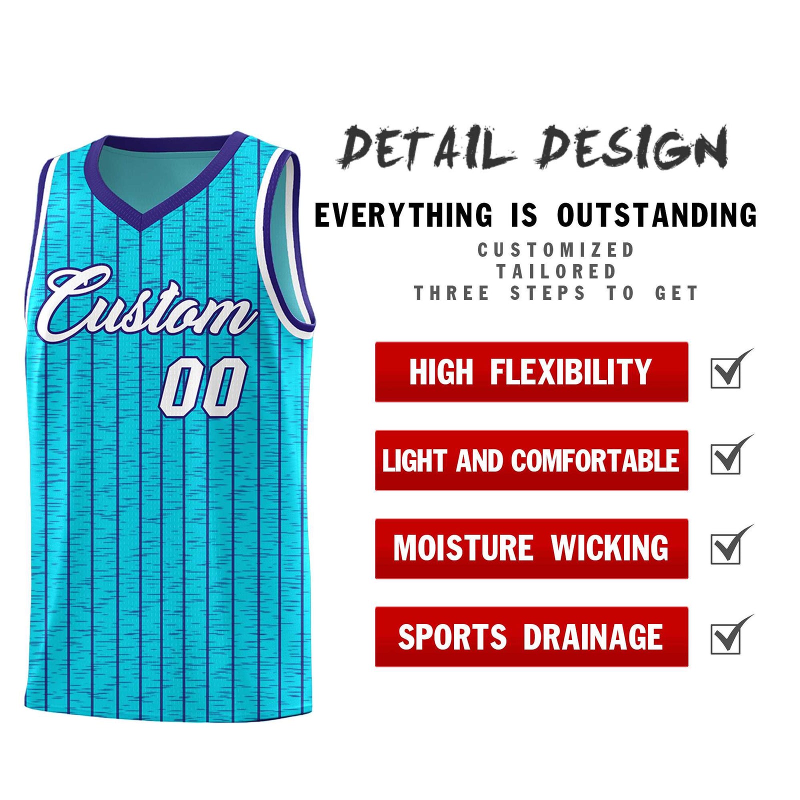 Custom Sky Blue Custom Gray Pinstripe Retro Sets Uniform Basketball Jersey