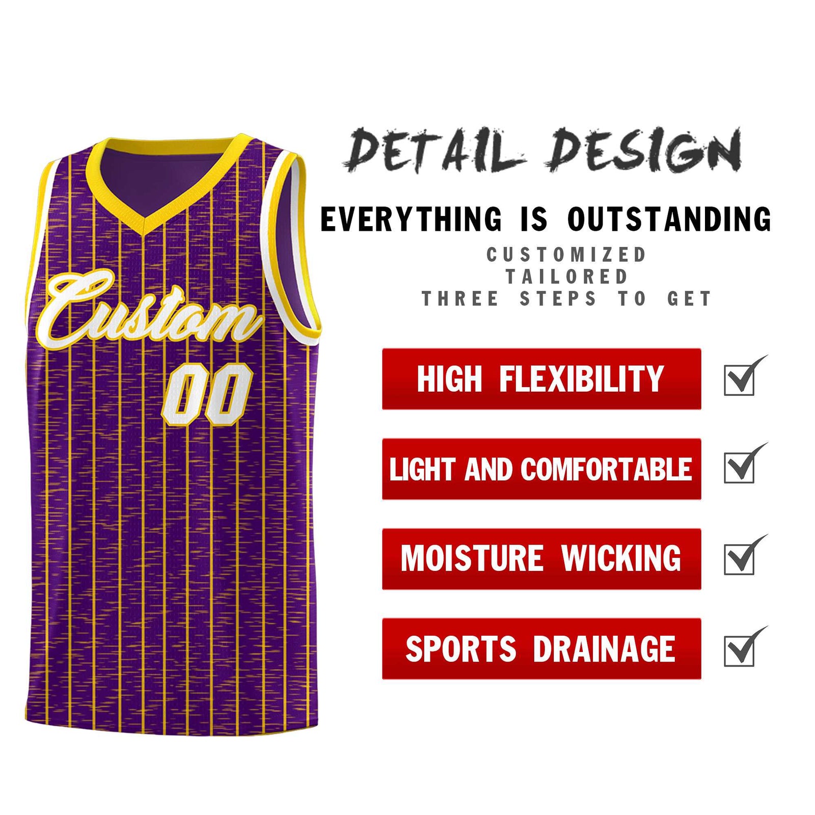 Custom Purple Custom Gray Pinstripe Retro Sets Uniform Basketball Jersey