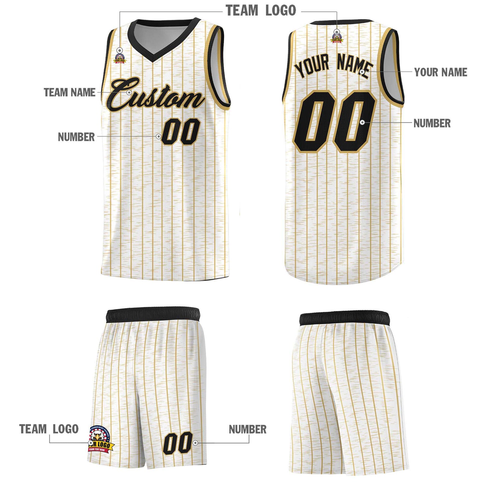 Custom White Custom Gray Pinstripe Retro Sets Uniform Basketball Jersey