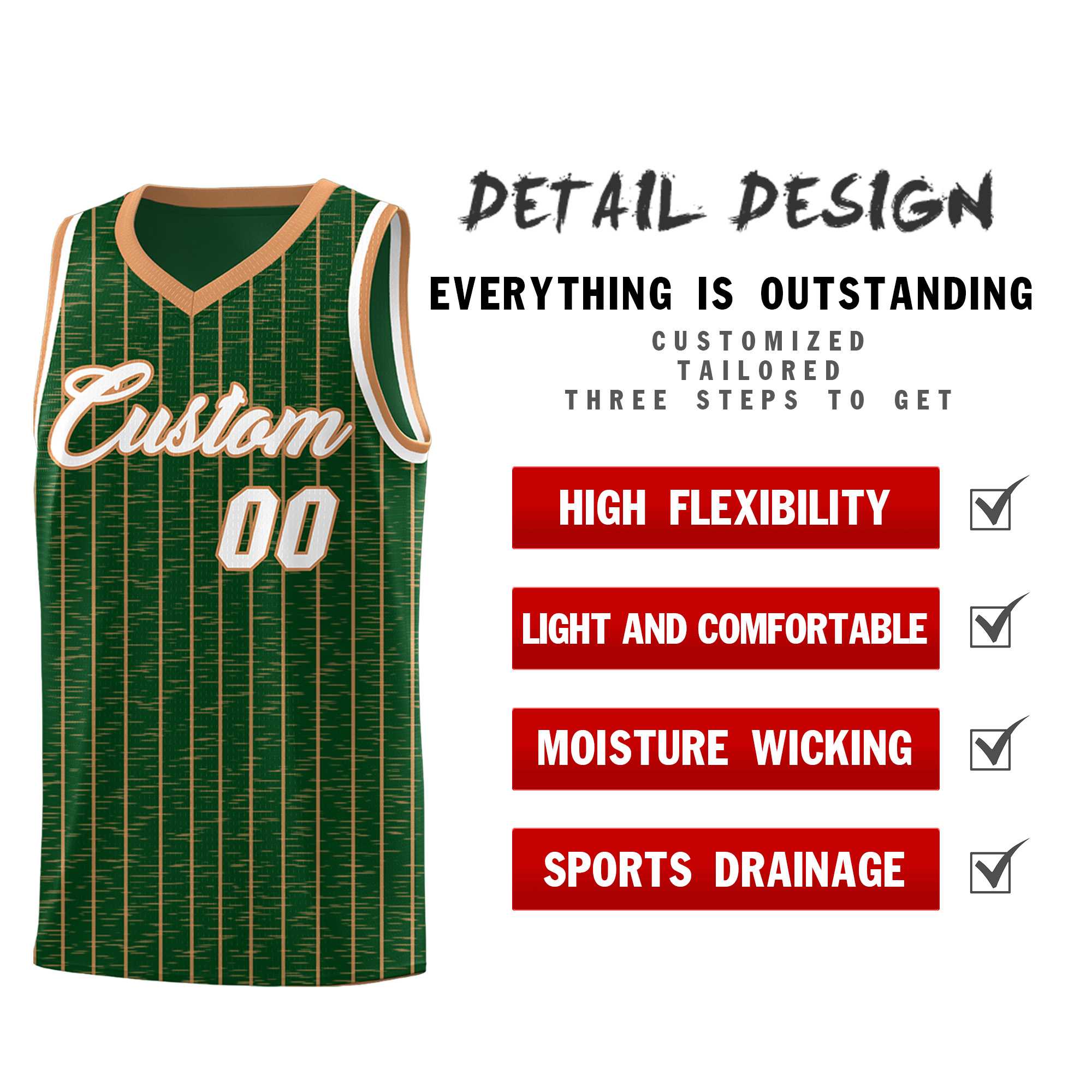 Custom Green Custom Gray Pinstripe Retro Sets Uniform Basketball Jersey
