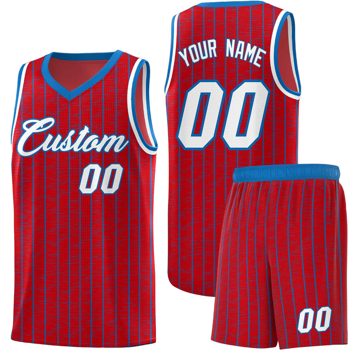 Custom Red Custom Gray Pinstripe Retro Sets Uniform Basketball Jersey