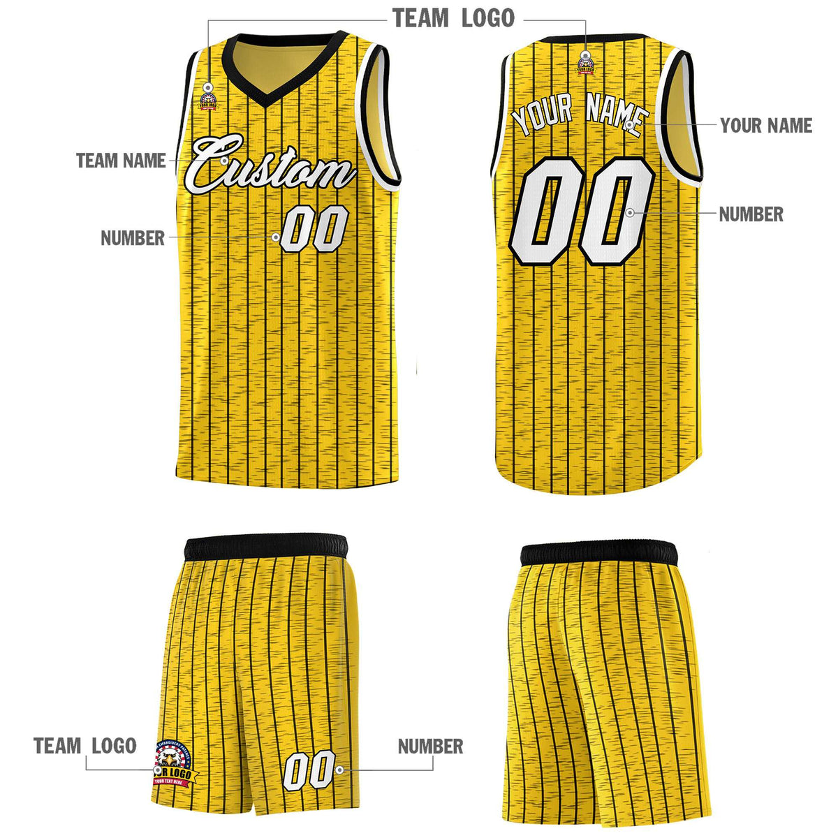 Custom Gold Custom Gray Pinstripe Retro Sets Uniform Basketball Jersey