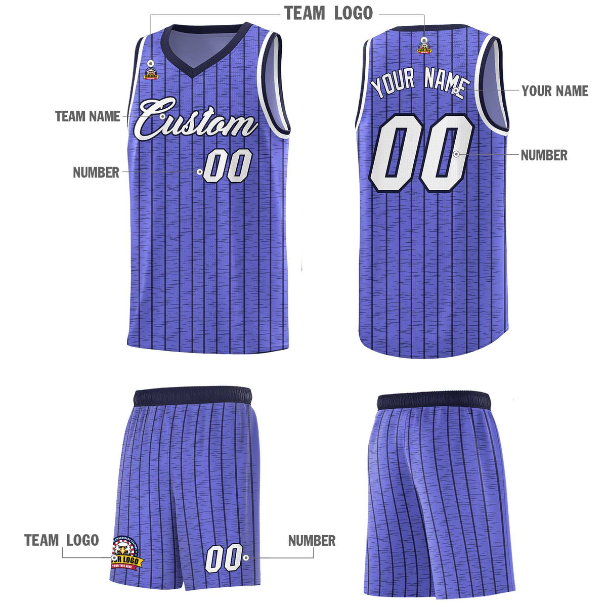 Custom Munsell Blue Custom Gray Pinstripe Retro Sets Uniform Basketball Jersey