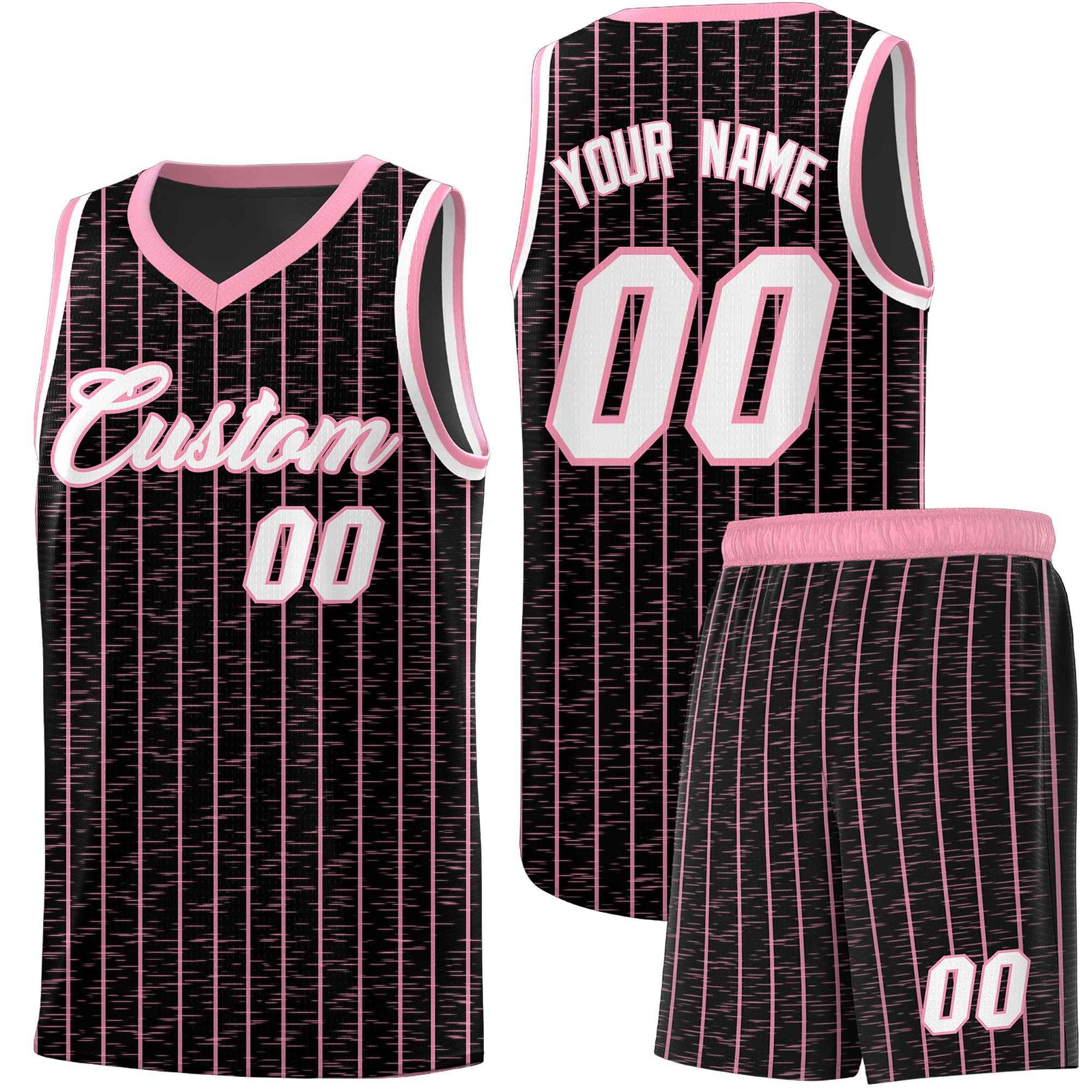 Custom Black Custom Gray Pinstripe Retro Sets Uniform Basketball Jersey