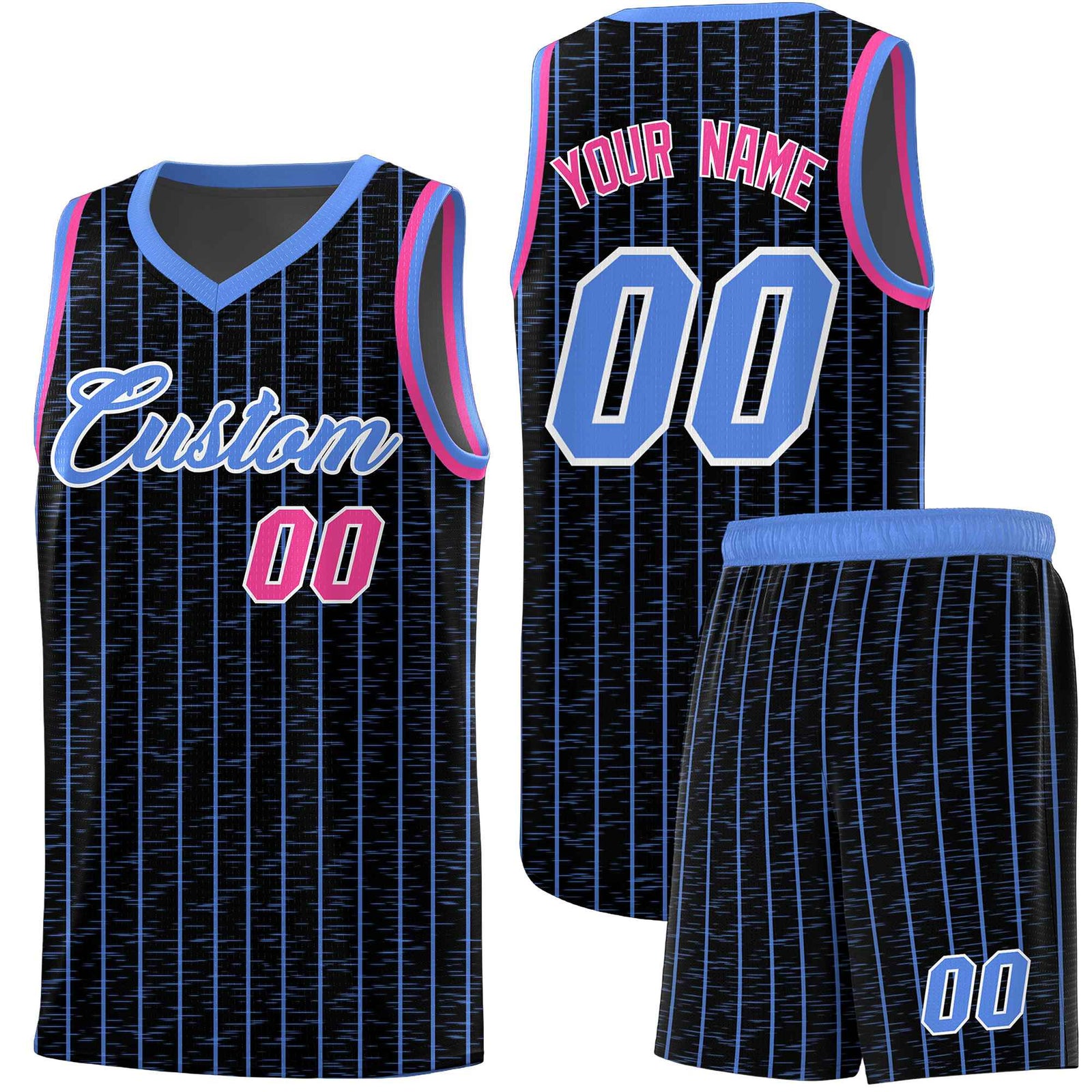 Custom Black Custom Gray Pinstripe Retro Sets Uniform Basketball Jersey