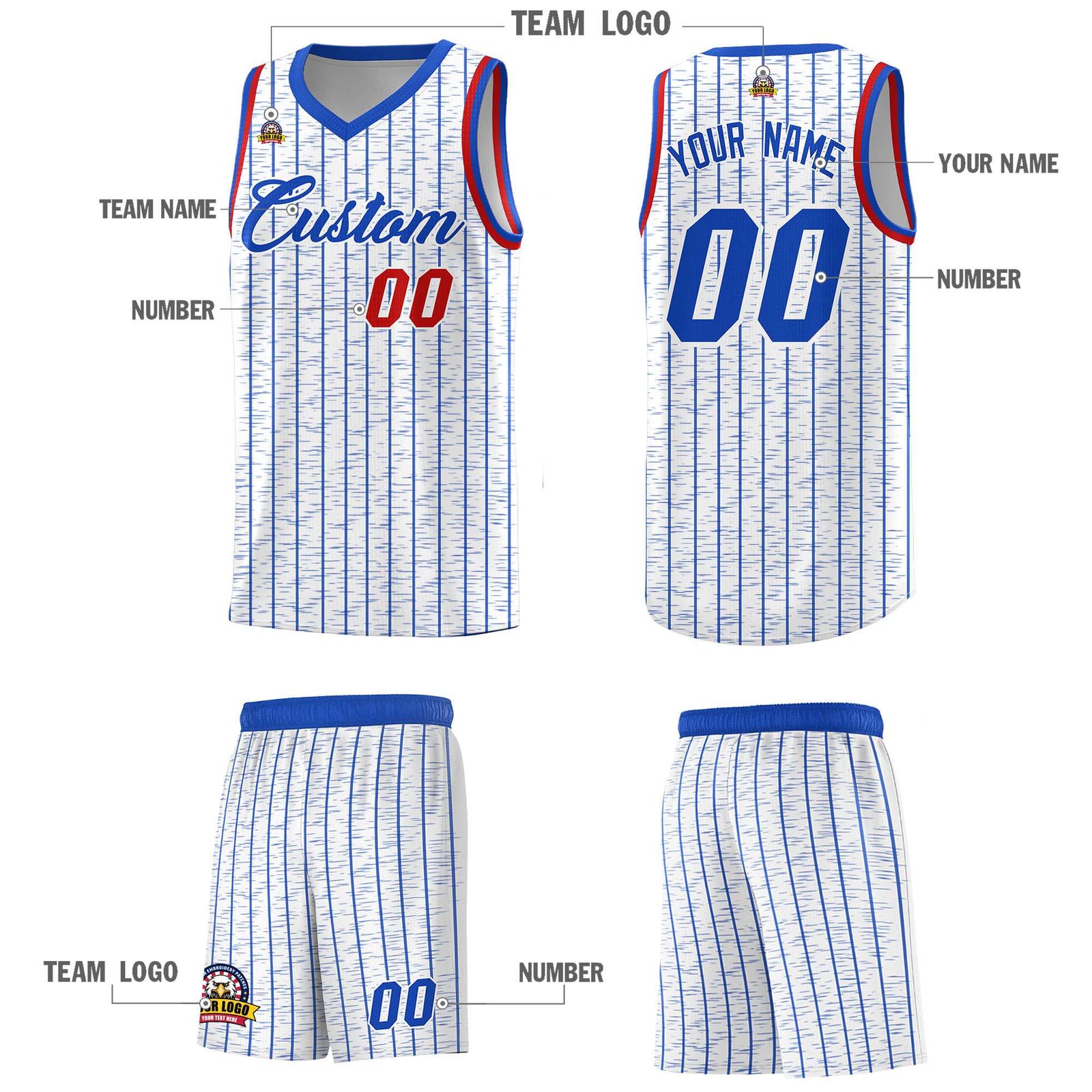 Custom White Custom Gray Pinstripe Retro Sets Uniform Basketball Jersey