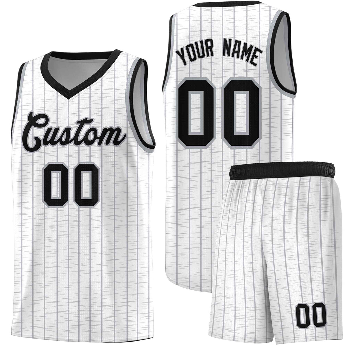 Custom White Custom Gray Pinstripe Retro Sets Uniform Basketball Jersey