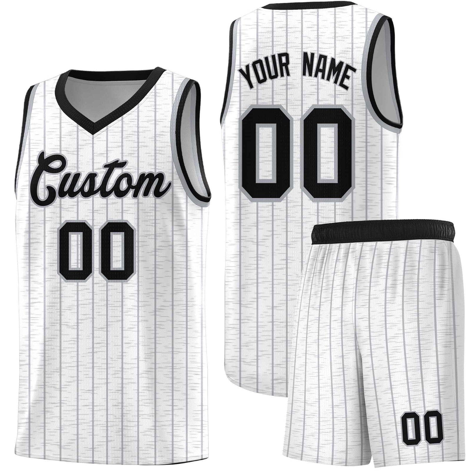 Custom White Custom Gray Pinstripe Retro Sets Uniform Basketball Jersey