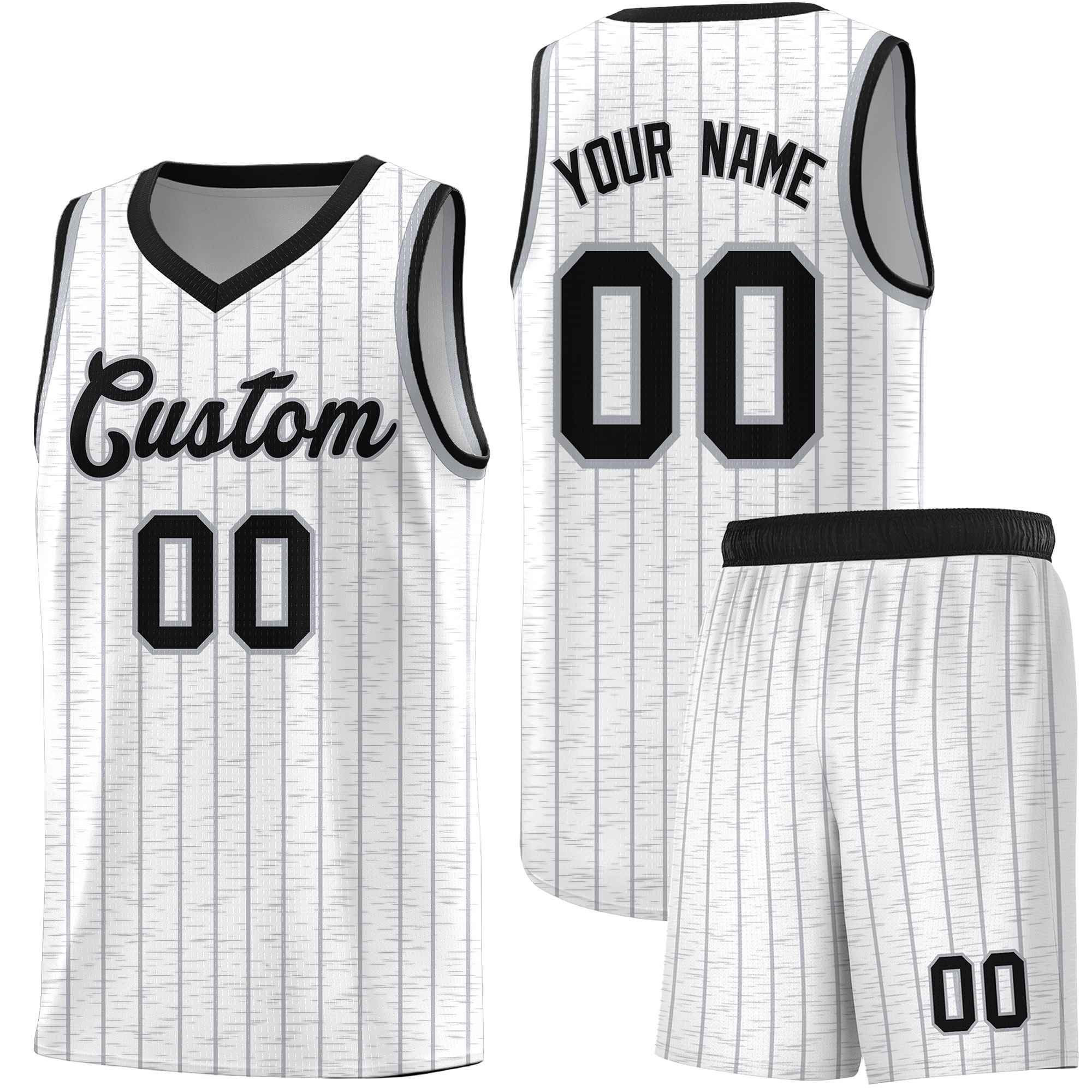 Custom White Custom Gray Pinstripe Retro Sets Uniform Basketball Jersey