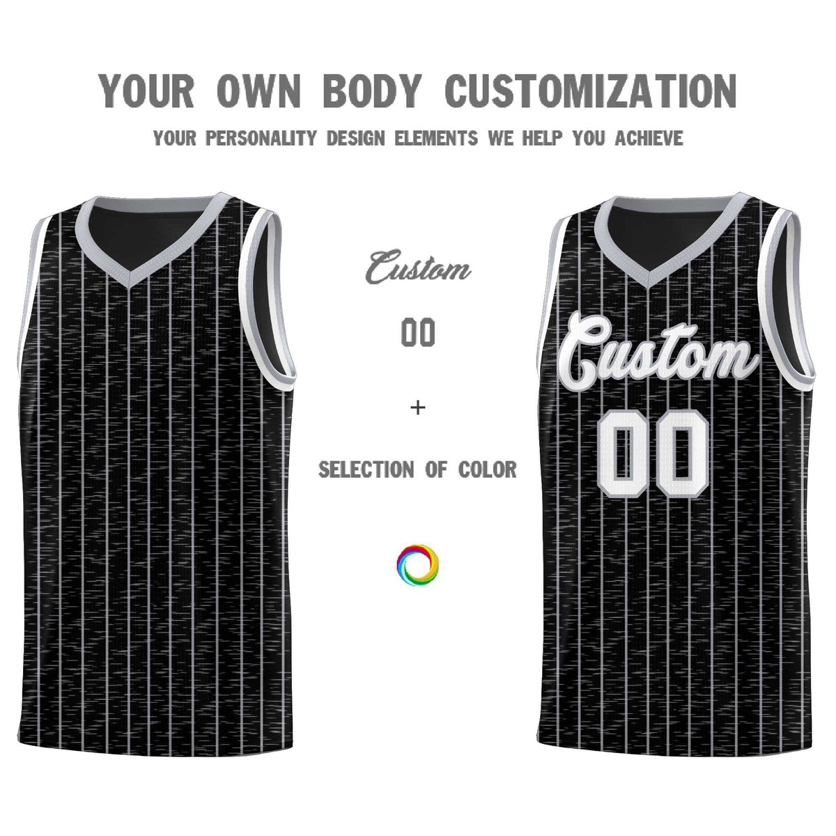 Custom Black Custom Gray Pinstripe Retro Sets Uniform Basketball Jersey