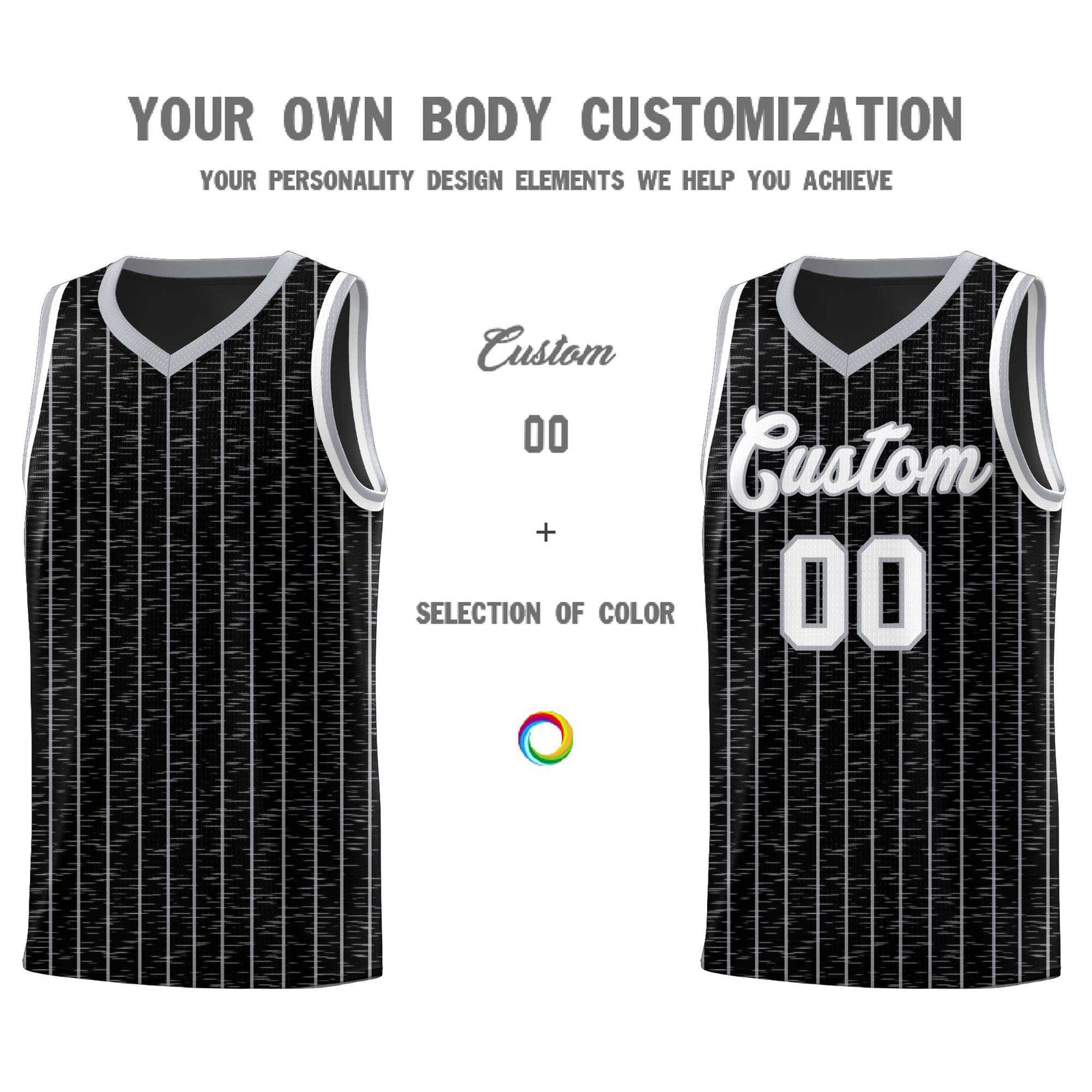 Custom Black Custom Gray Pinstripe Retro Sets Uniform Basketball Jersey