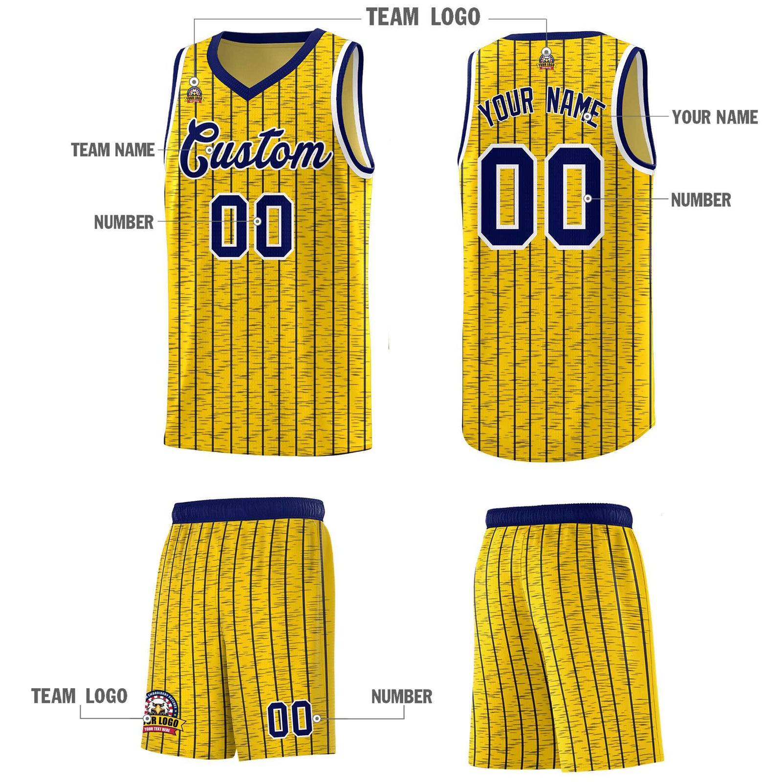 Custom Gold Custom Gray Pinstripe Retro Sets Uniform Basketball Jersey