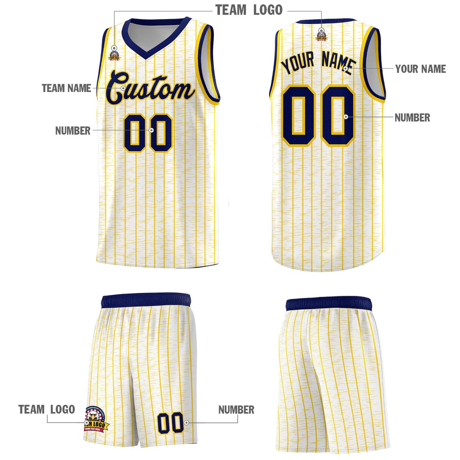 Custom White Custom Gray Pinstripe Retro Sets Uniform Basketball Jersey