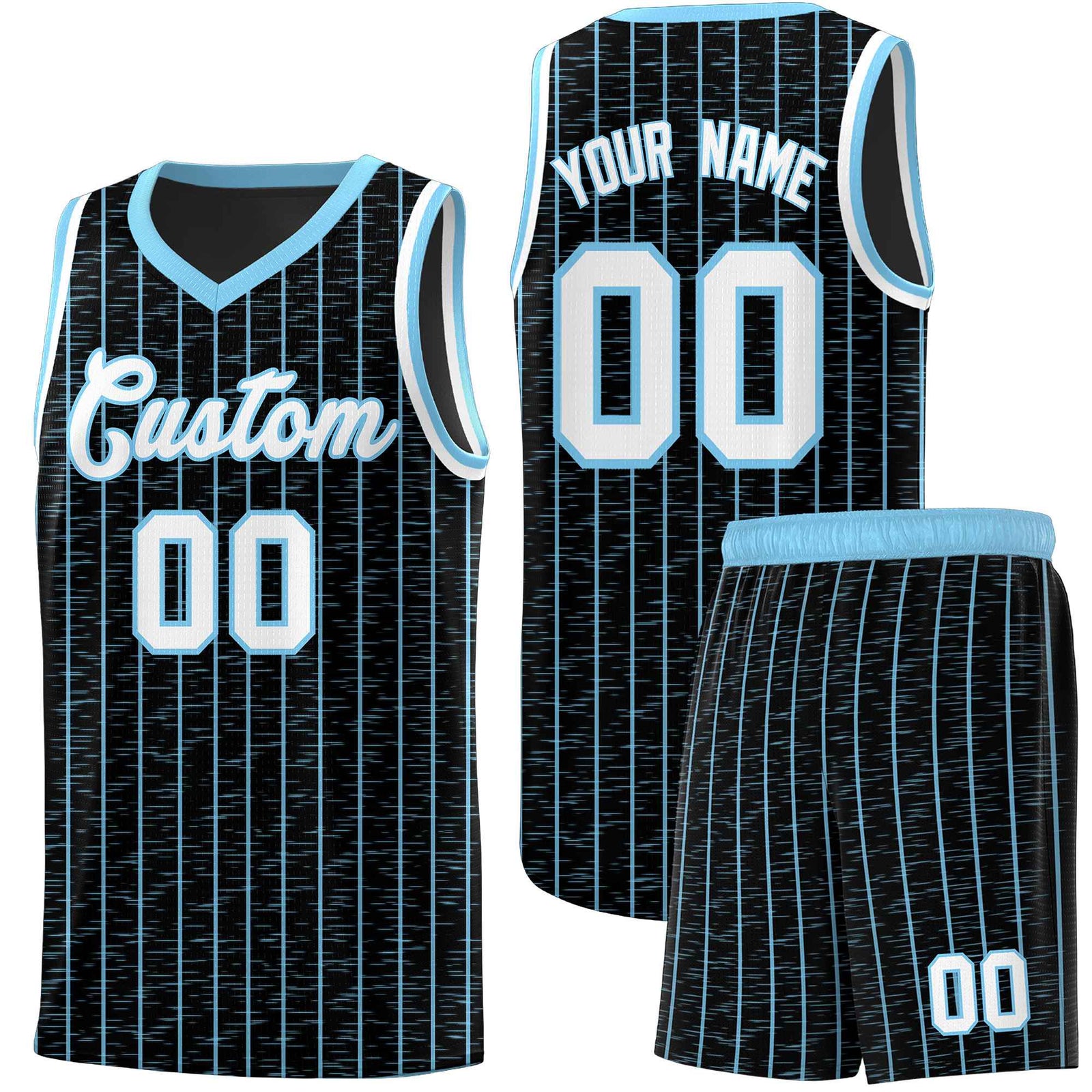 Custom Black Custom Gray Pinstripe Retro Sets Uniform Basketball Jersey