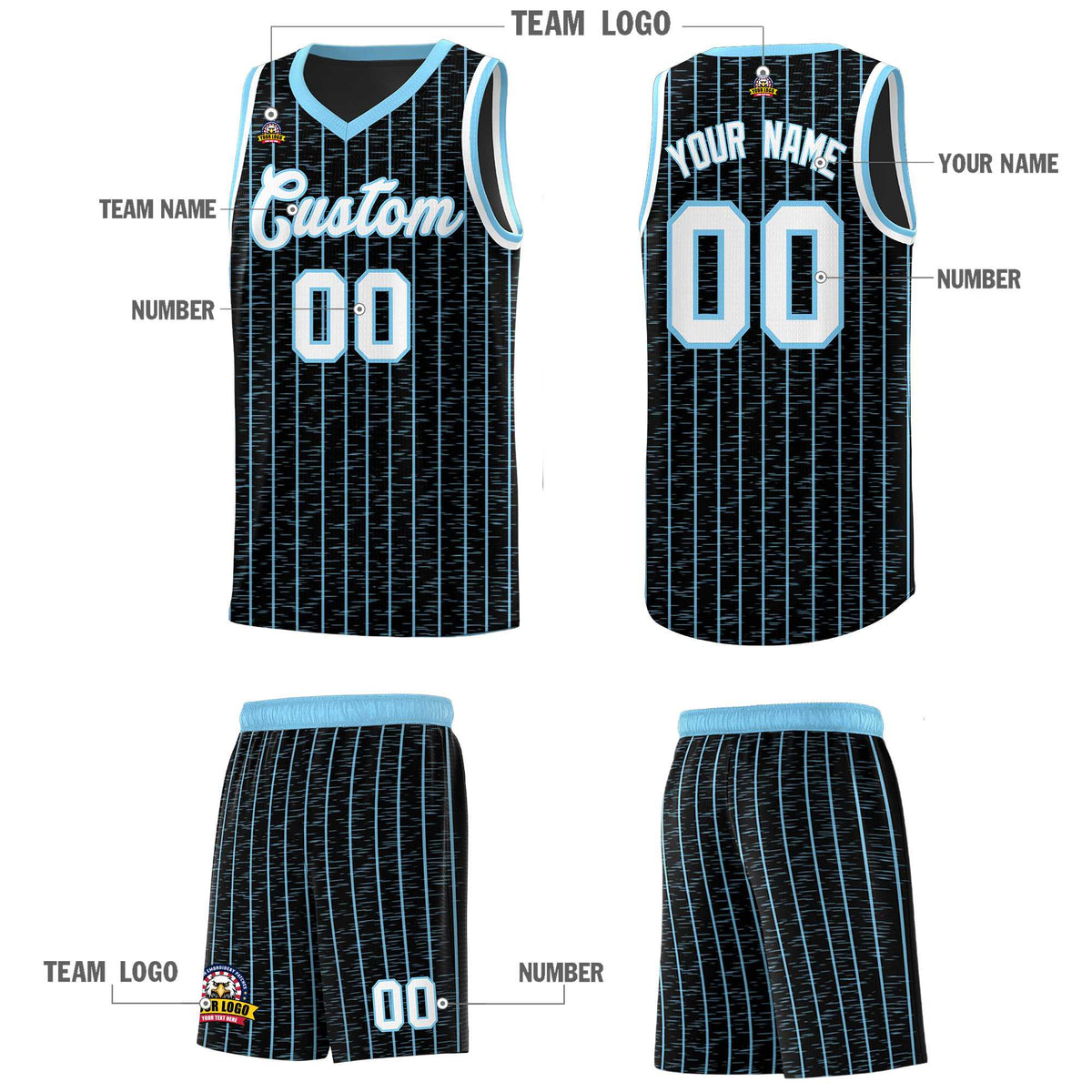 Custom Black Custom Gray Pinstripe Retro Sets Uniform Basketball Jersey