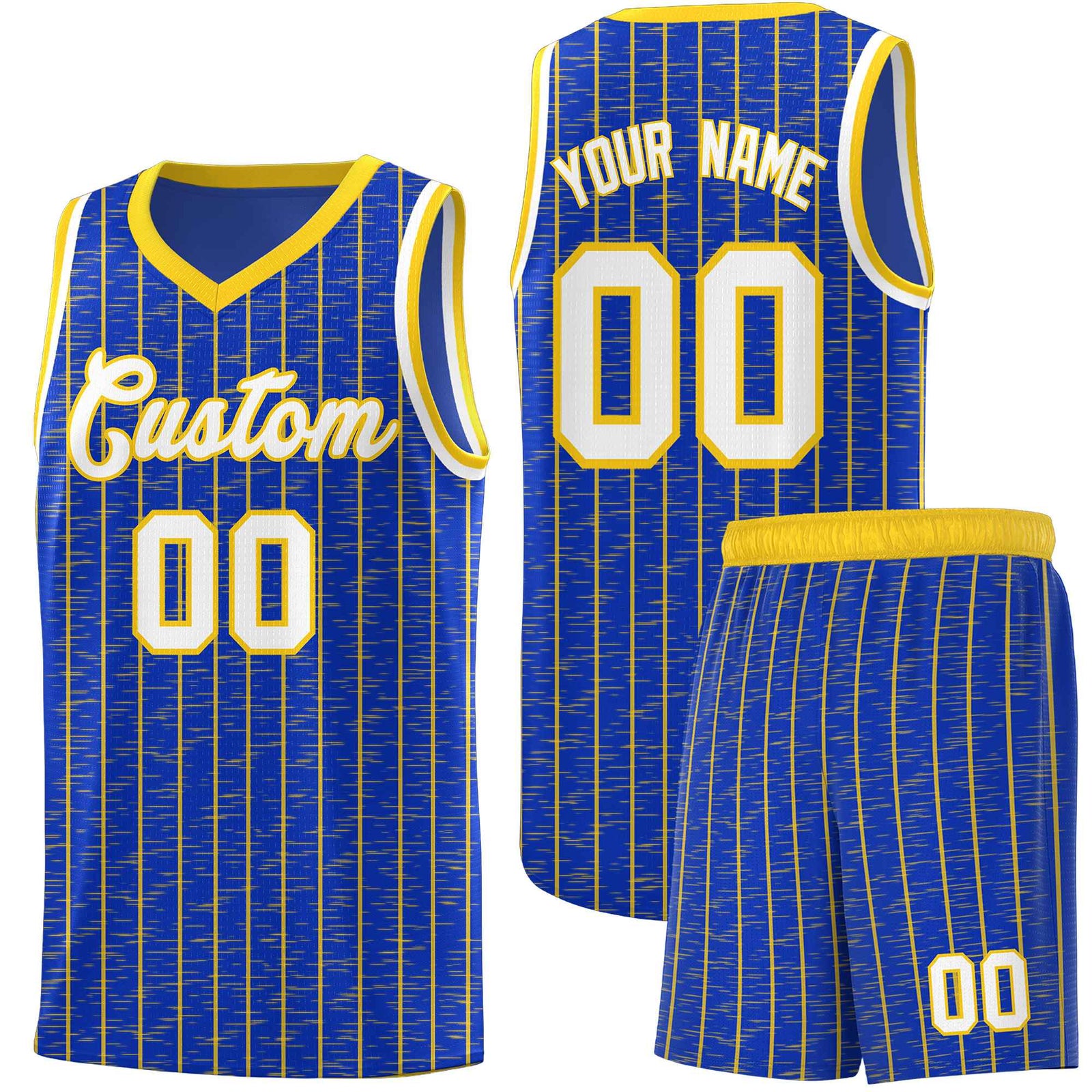 Custom Royal Blue Custom Gray Pinstripe Retro Sets Uniform Basketball Jersey