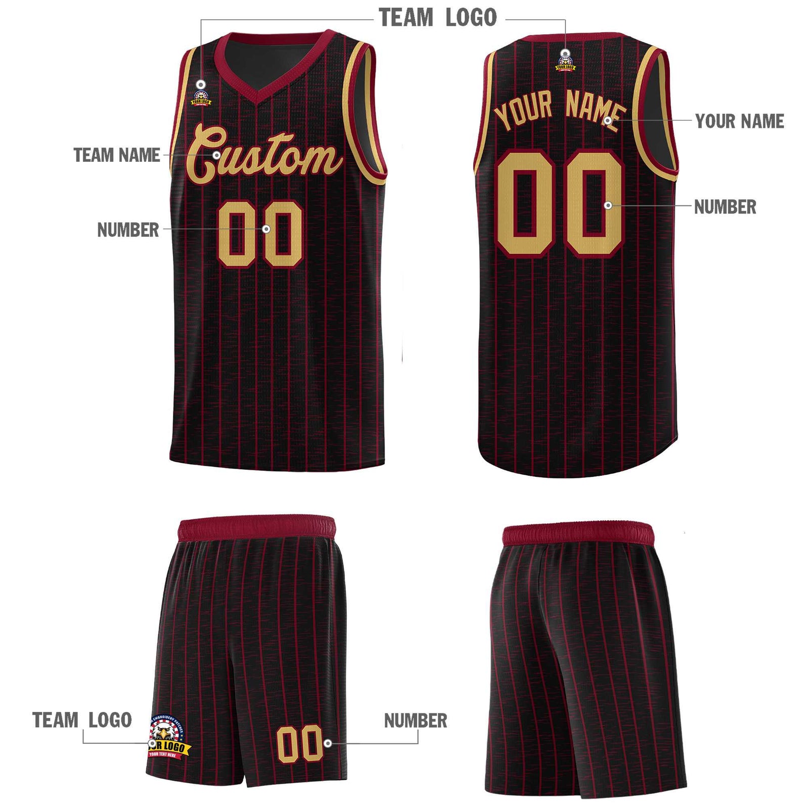 Custom Black Custom Gray Pinstripe Retro Sets Uniform Basketball Jersey
