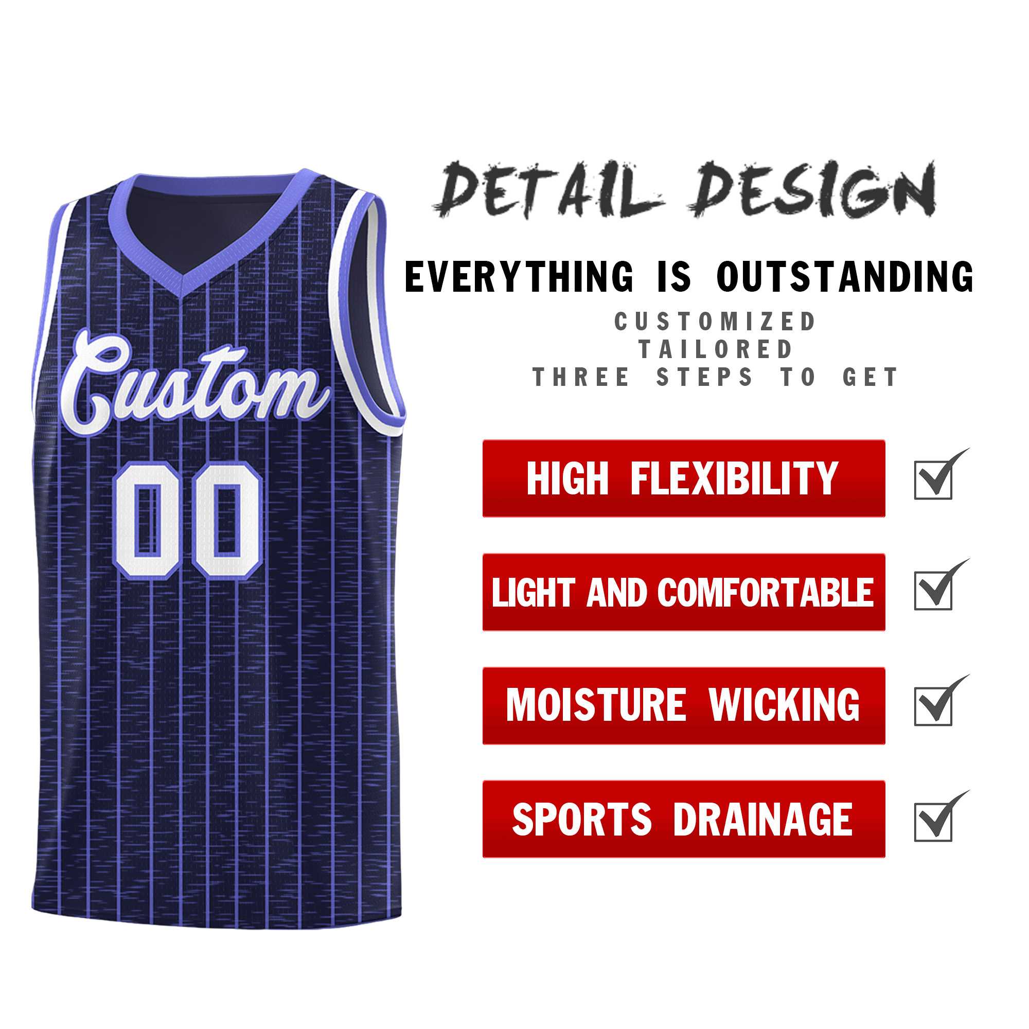 Custom Navy Custom Gray Pinstripe Retro Sets Uniform Basketball Jersey