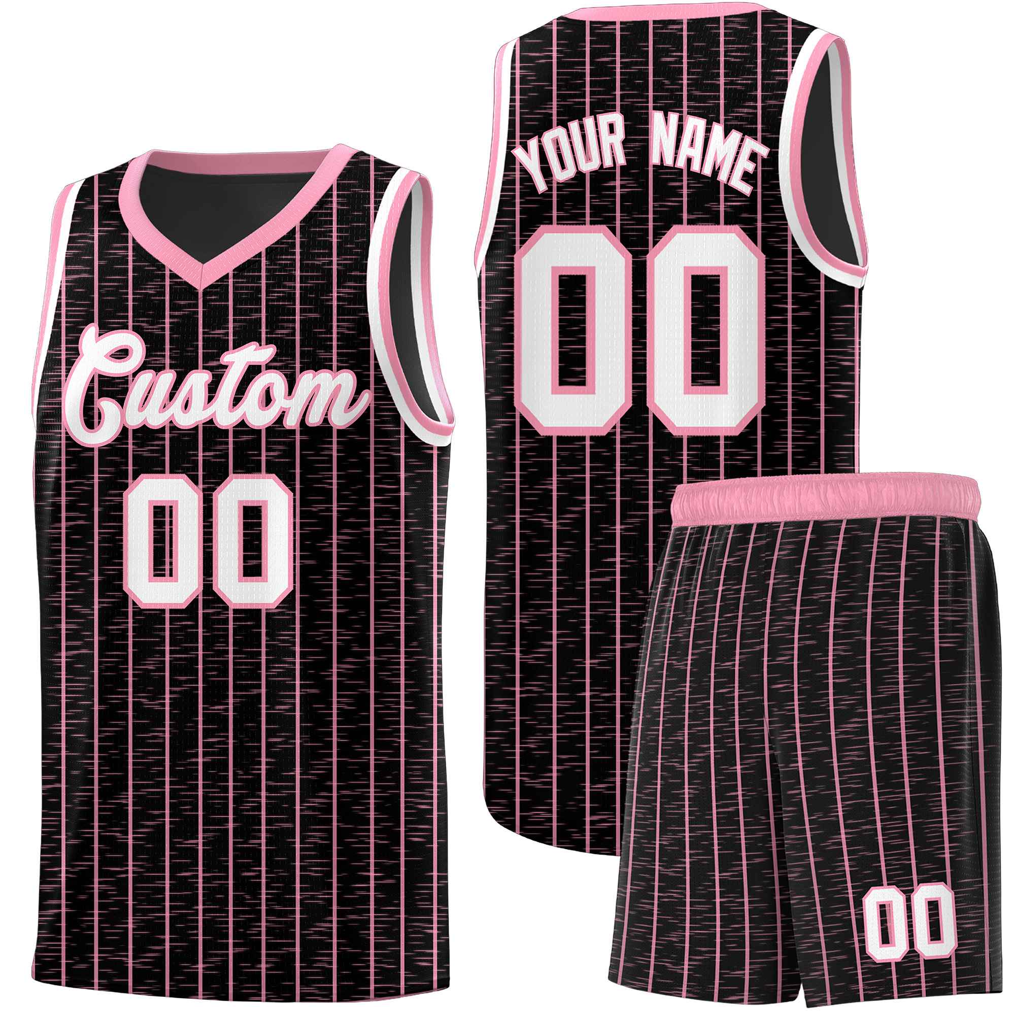 Custom Black Custom Gray Pinstripe Retro Sets Uniform Basketball Jersey