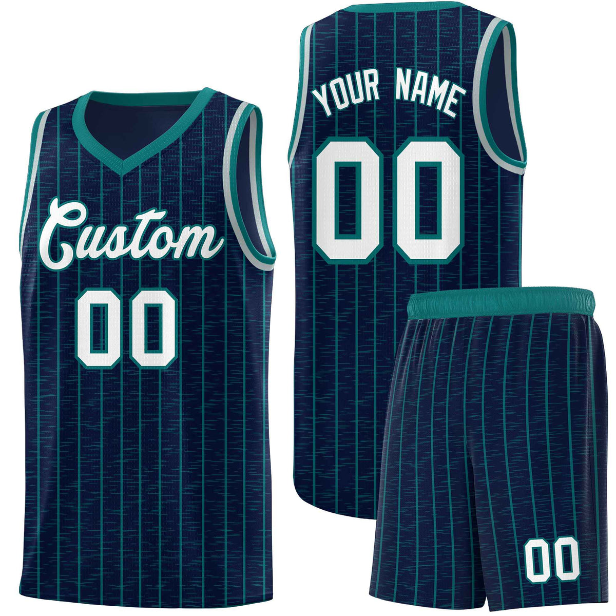Custom Navy Custom Gray Pinstripe Retro Sets Uniform Basketball Jersey