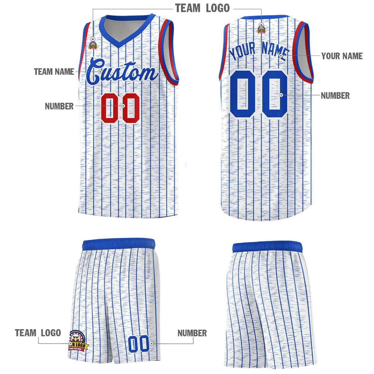 Custom White Custom Gray Pinstripe Retro Sets Uniform Basketball Jersey