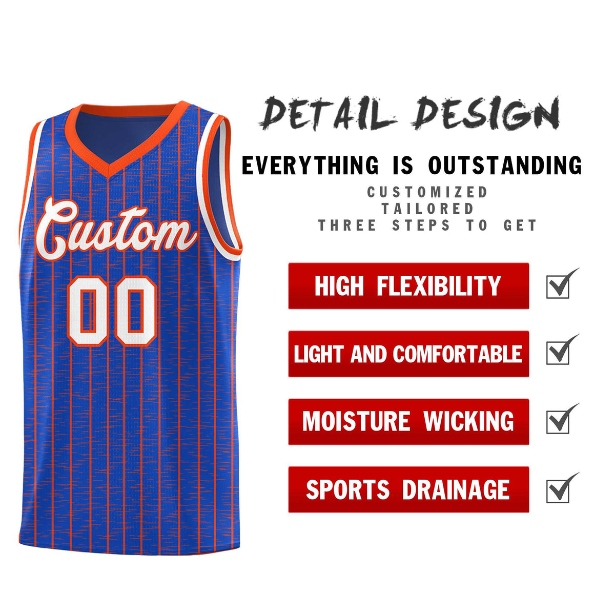 Custom Royal Blue Custom Gray Pinstripe Retro Sets Uniform Basketball Jersey