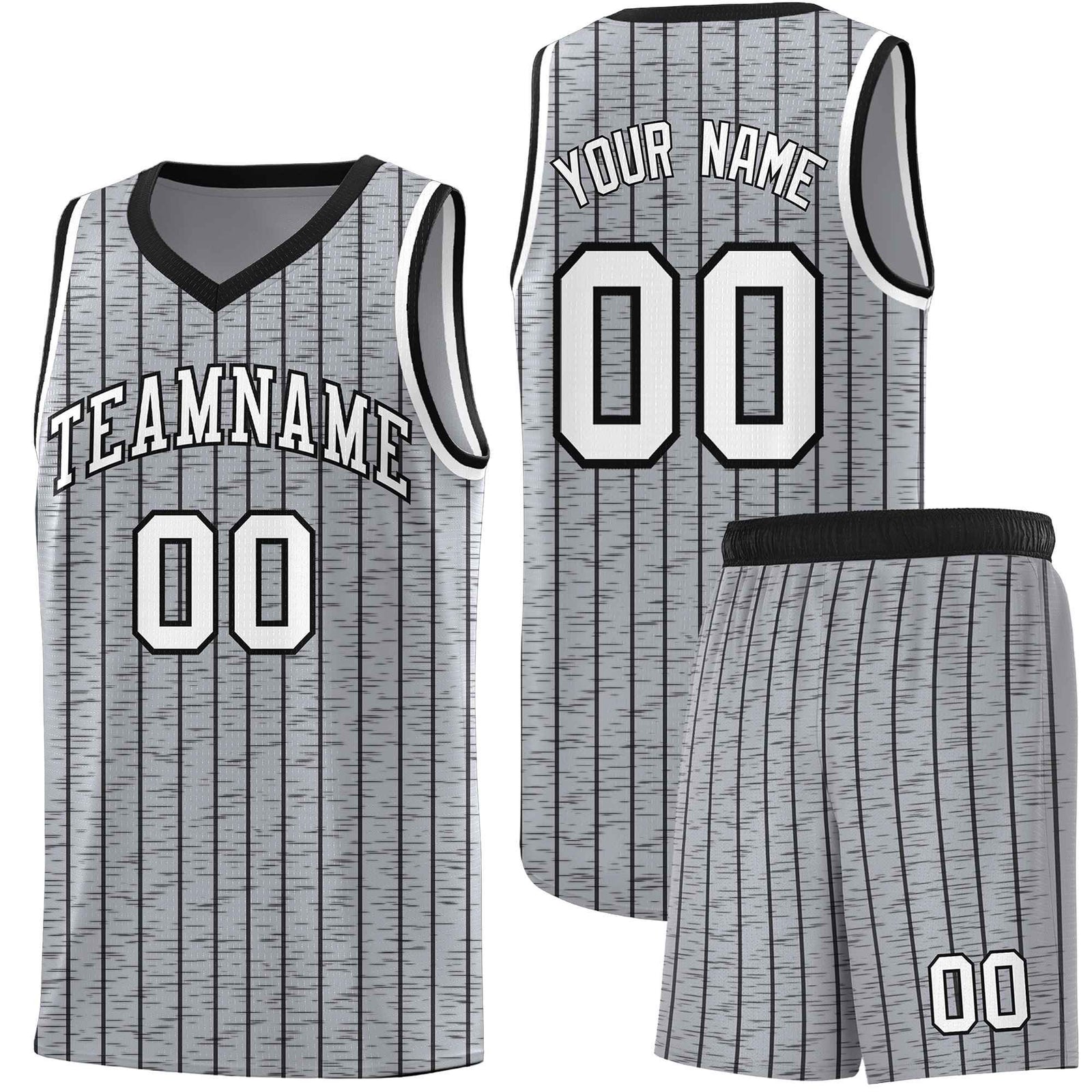 Custom Gray Custom Gray Pinstripe Retro Sets Uniform Basketball Jersey