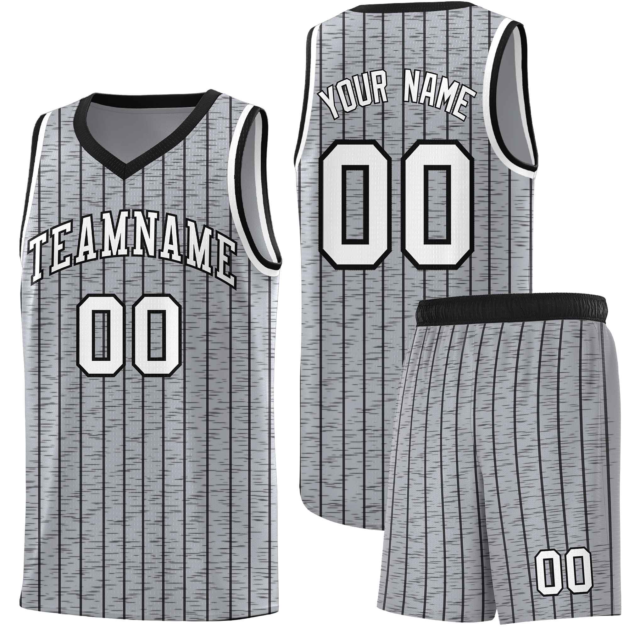 Custom Gray Custom Gray Pinstripe Retro Sets Uniform Basketball Jersey