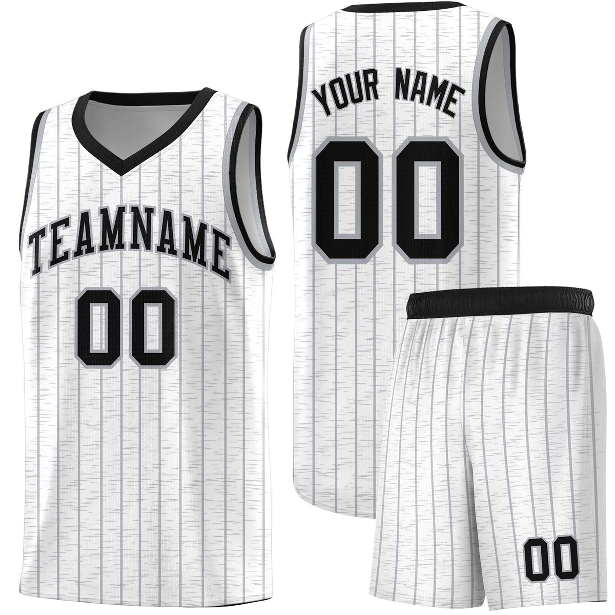 Custom White Custom Gray Pinstripe Retro Sets Uniform Basketball Jersey