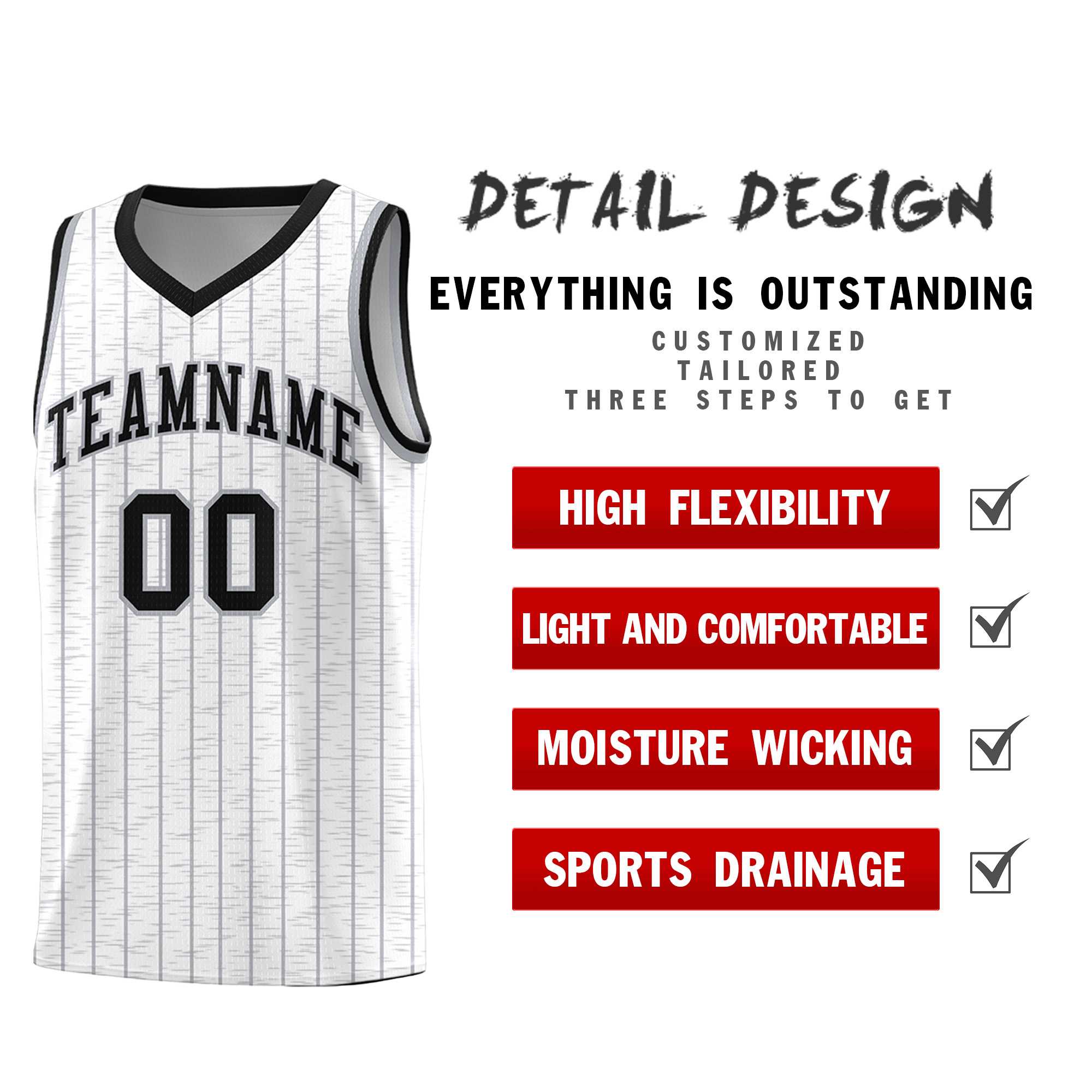 Custom White Custom Gray Pinstripe Retro Sets Uniform Basketball Jersey