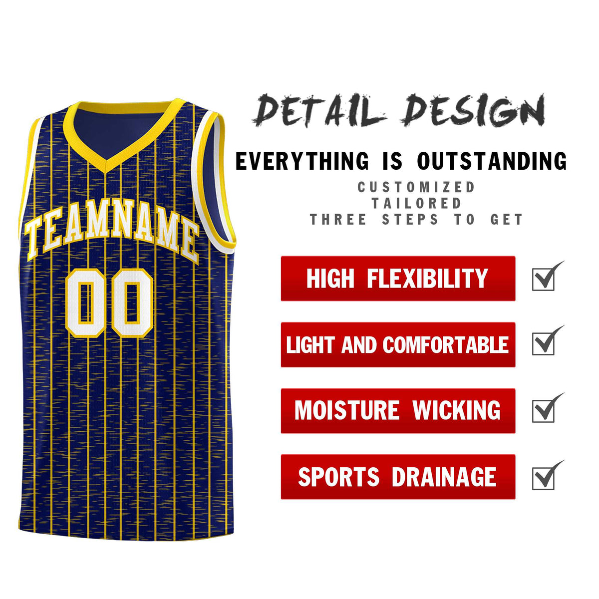 Custom Navy Custom Gray Pinstripe Retro Sets Uniform Basketball Jersey