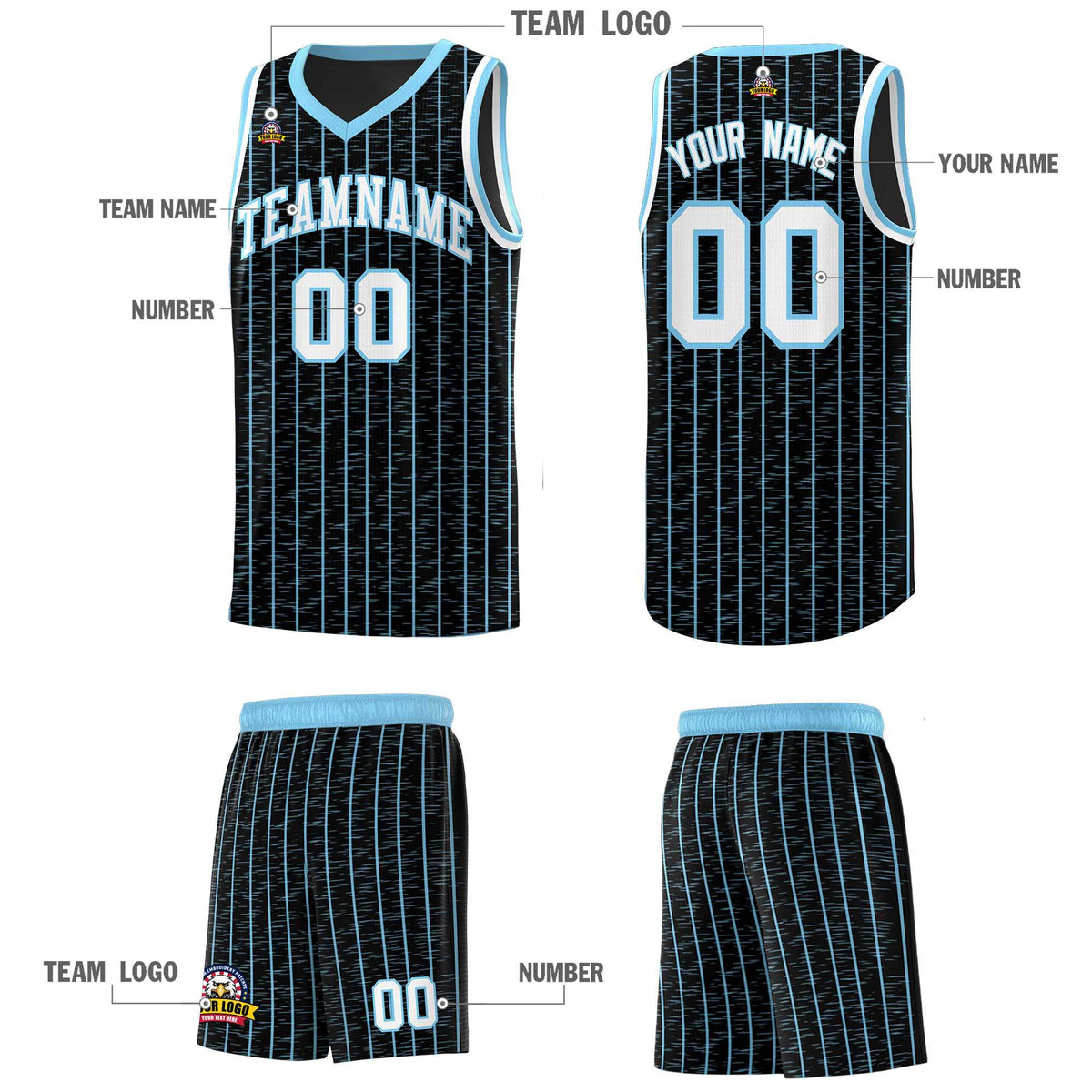 Custom Black Custom Gray Pinstripe Retro Sets Uniform Basketball Jersey