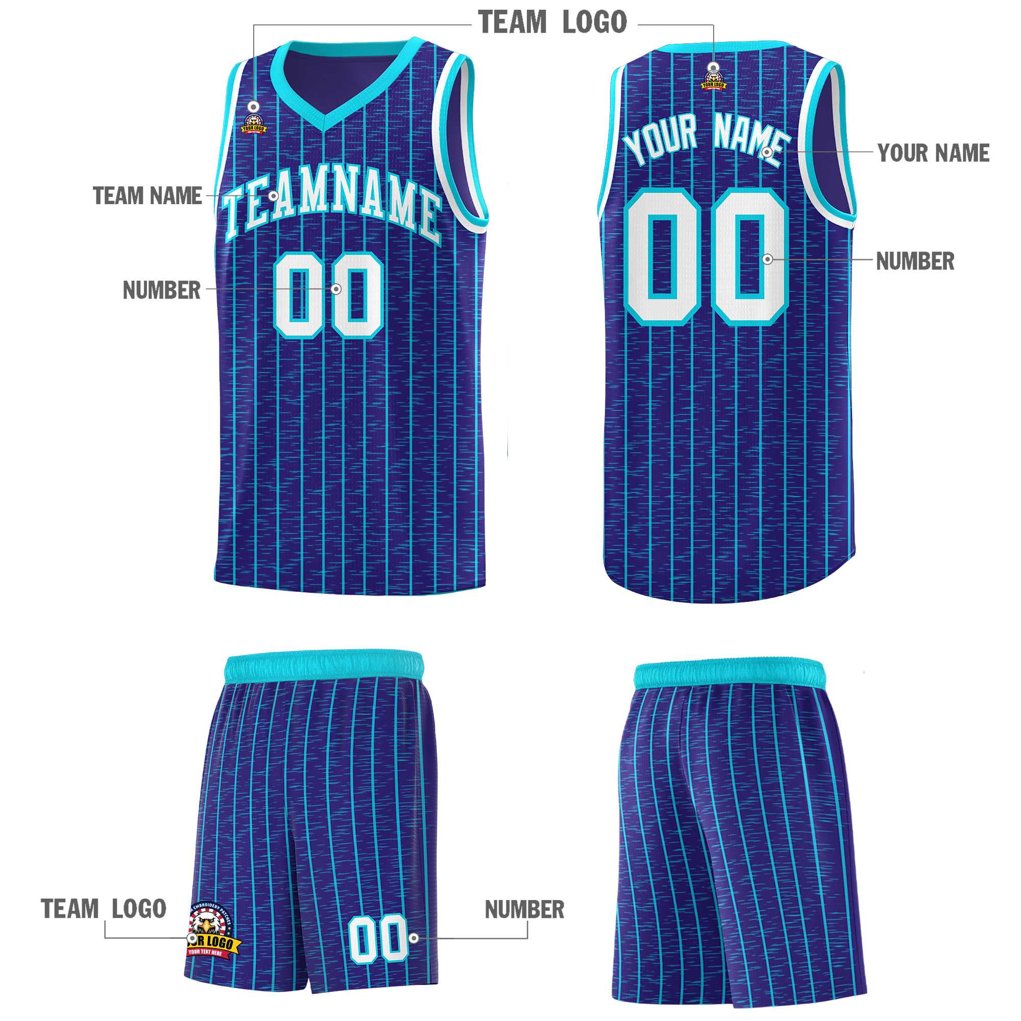 Custom Royal Custom Gray Pinstripe Retro Sets Uniform Basketball Jersey