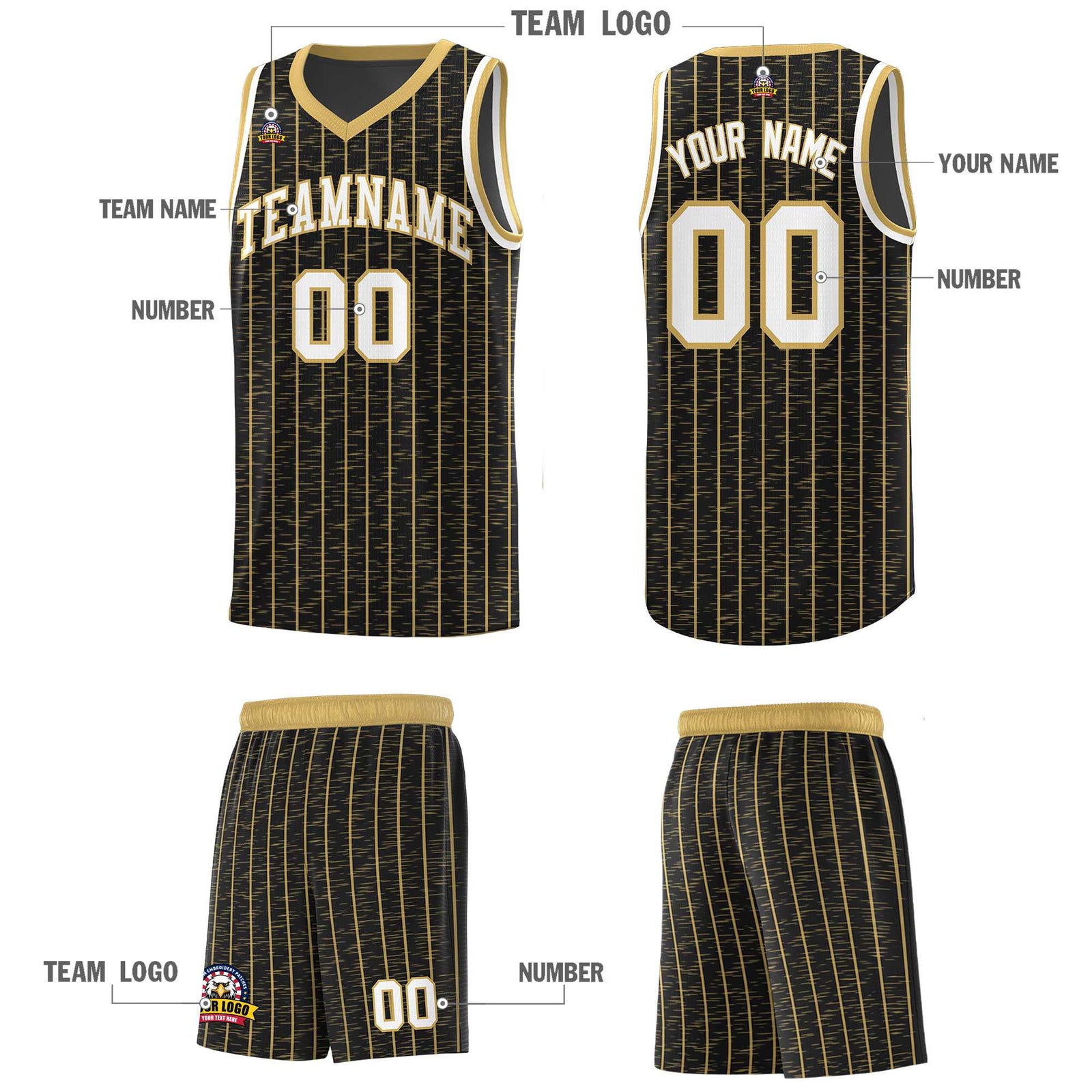 Custom Black Custom Gray Pinstripe Retro Sets Uniform Basketball Jersey