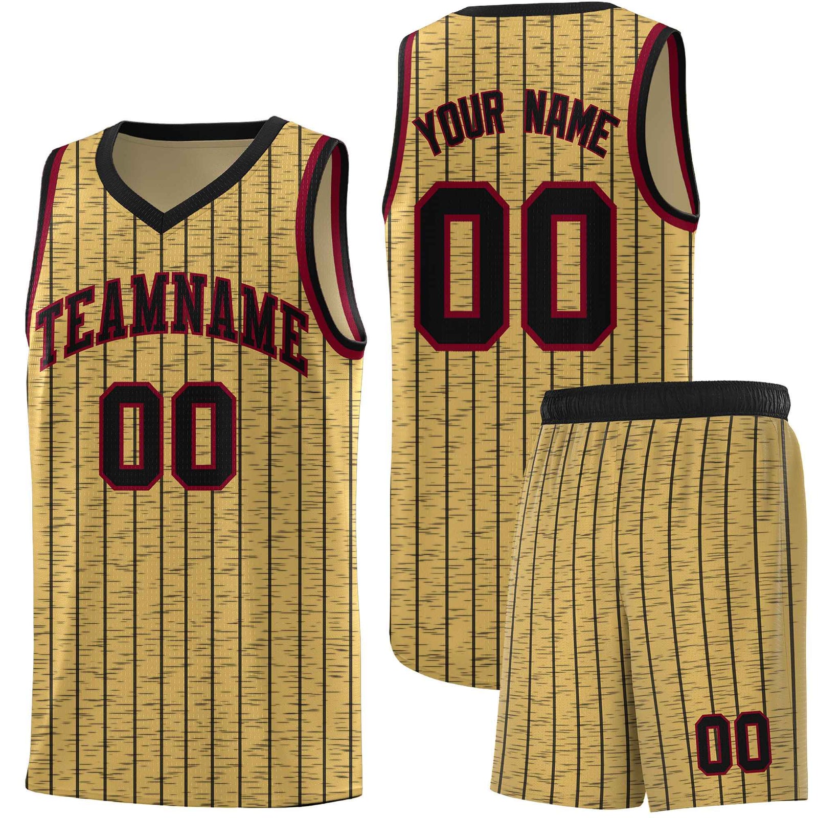 Custom Old Gold Custom Gray Pinstripe Retro Sets Uniform Basketball Jersey